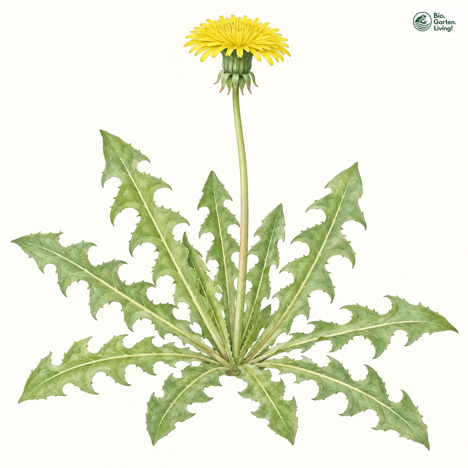 Aquarellzeichnung: Bleicher Löwenzahn (Taraxacum pallescens)