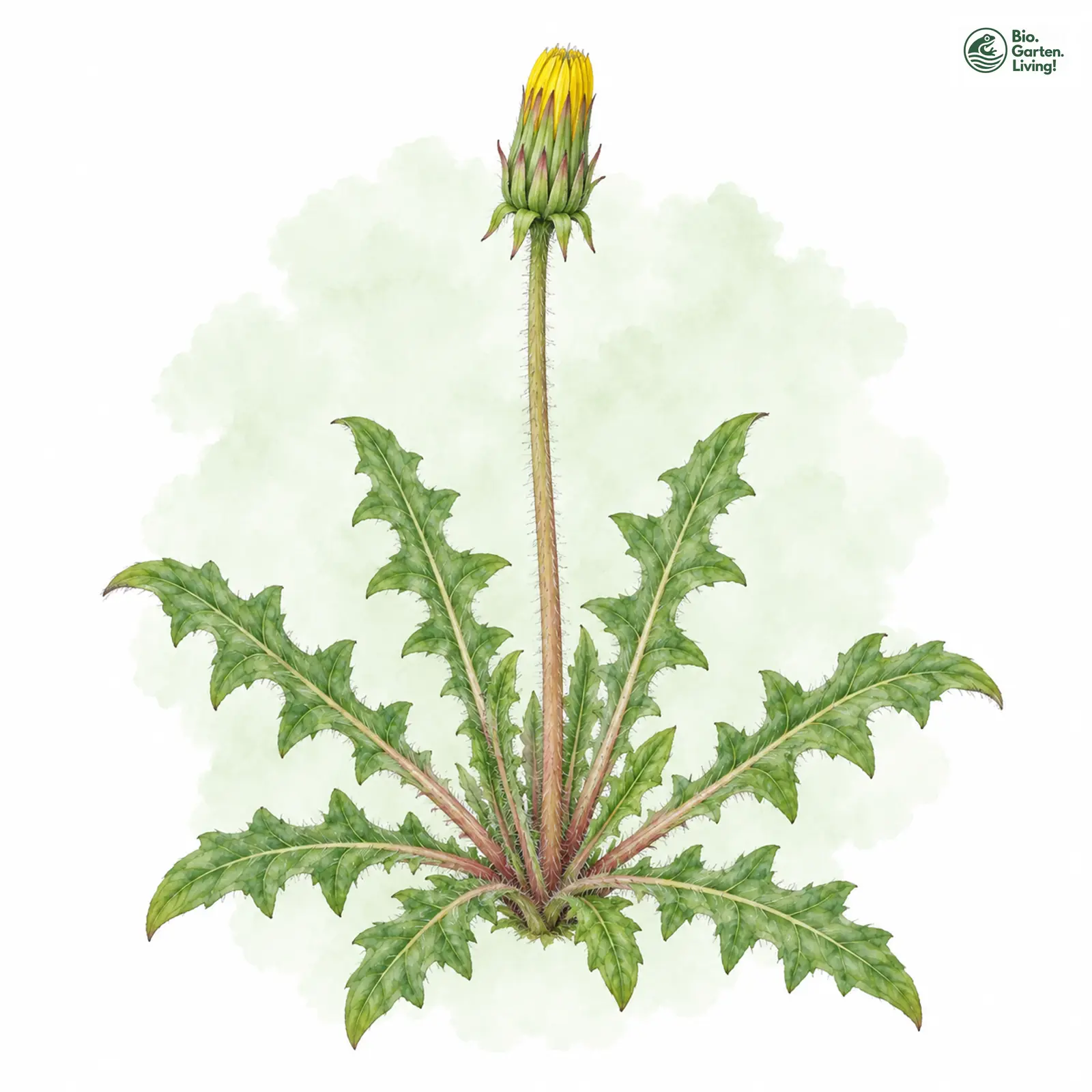 Aquarellzeichnung: Paukert-Löwenzahn (Taraxacum pauckertianum)