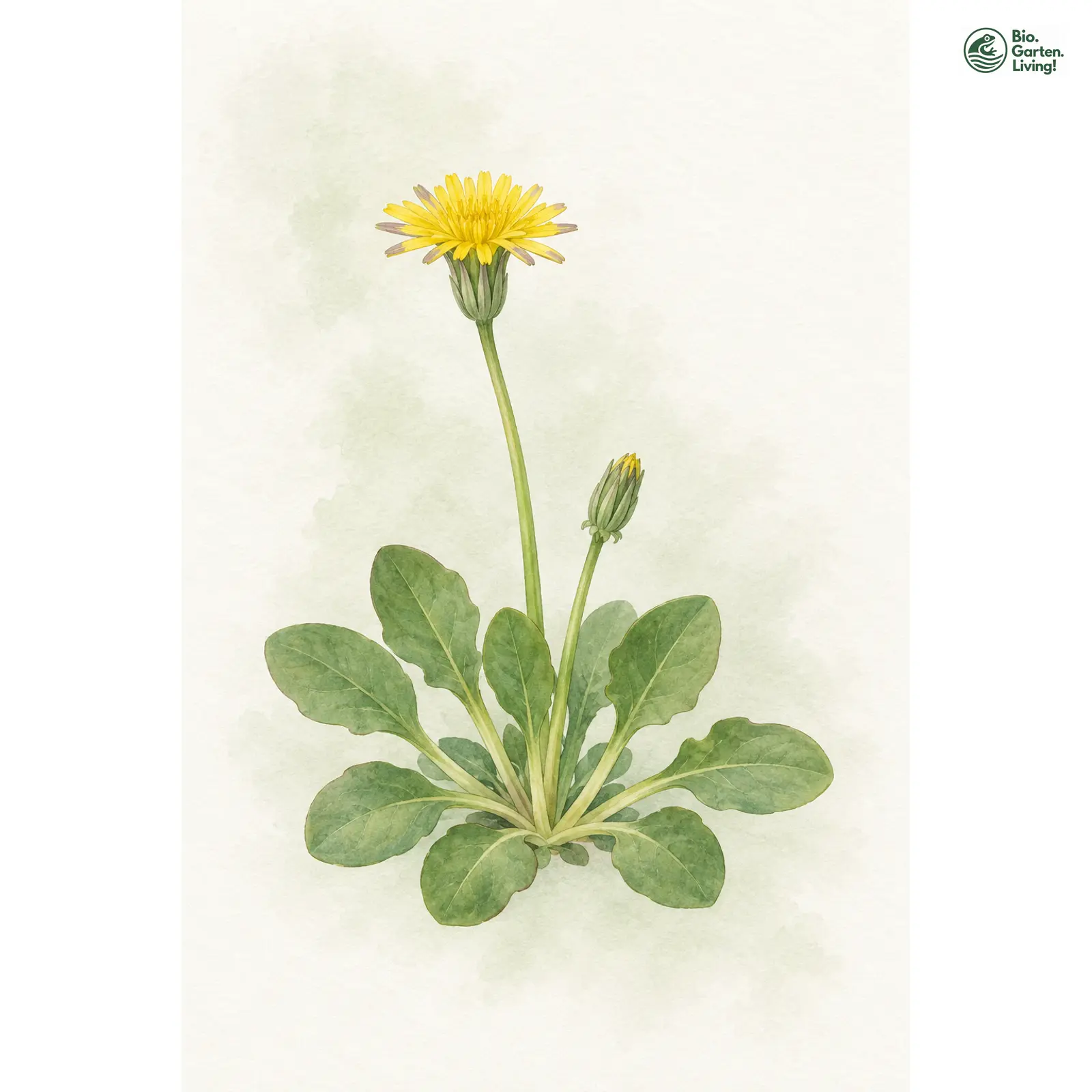 Aquarellzeichnung: Gestielter Löwenzahn (Taraxacum petiolulatum)