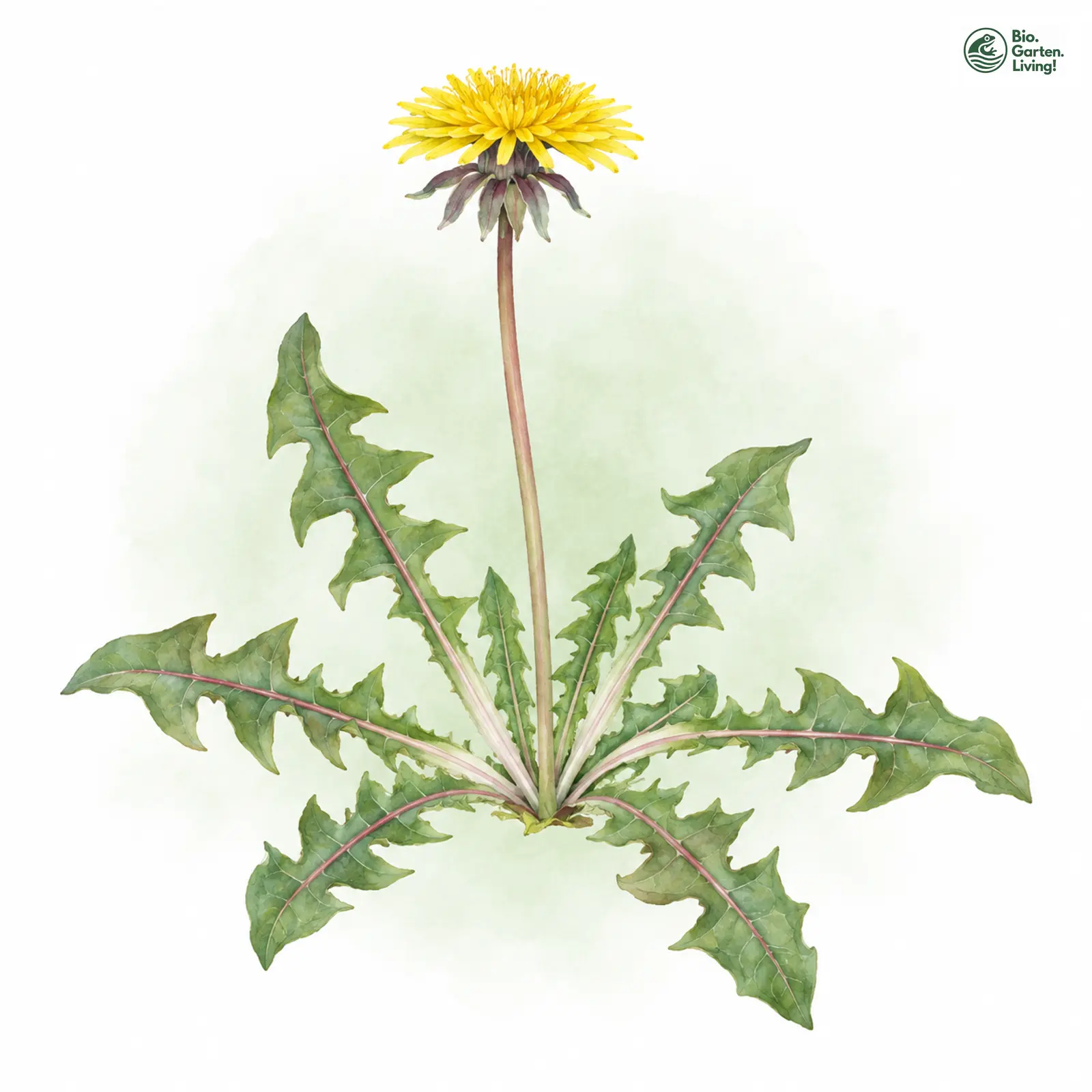 Aquarellzeichnung: Pechschwarzer Löwenzahn (Taraxacum piceatum)
