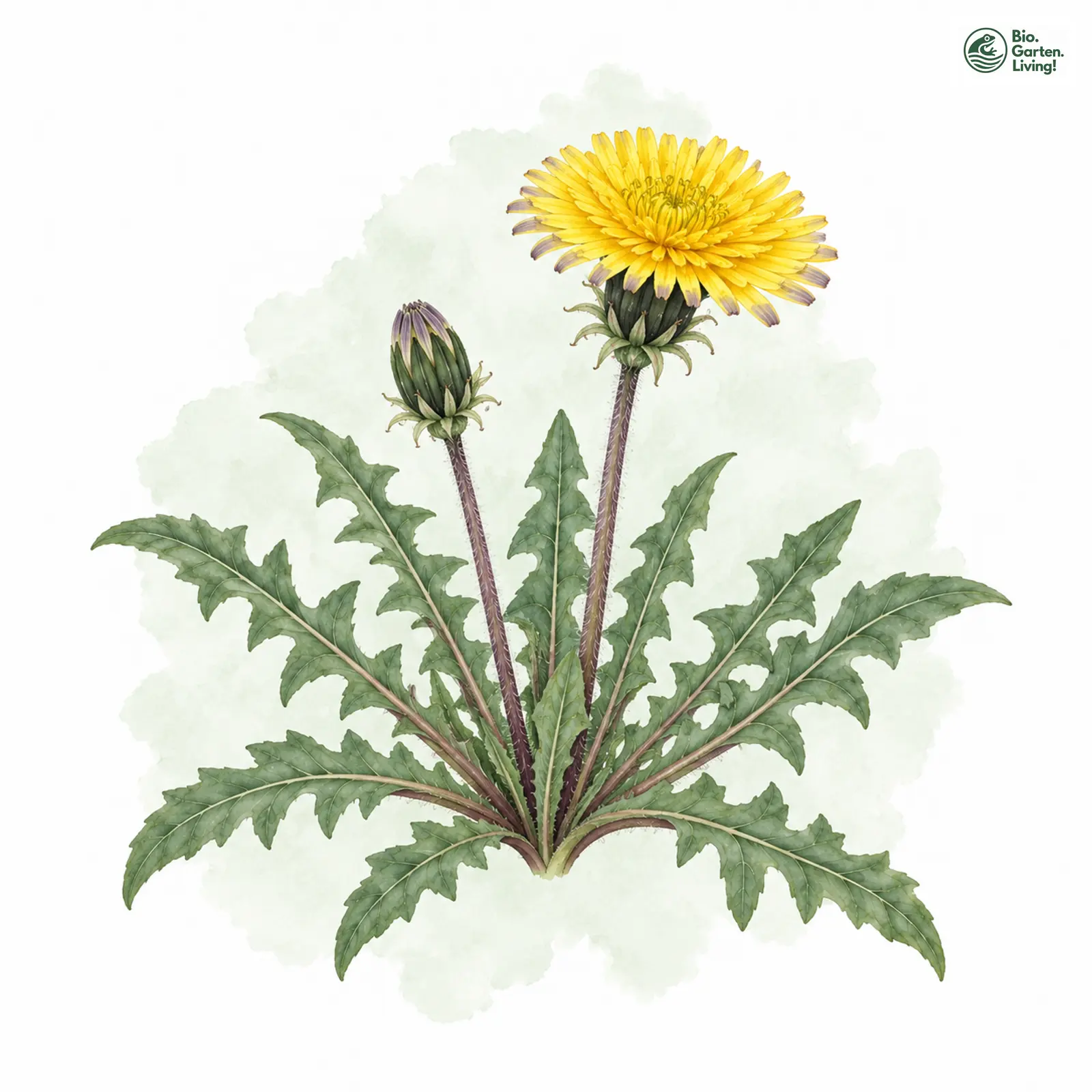 Aquarellzeichnung: Bleigrauer Löwenzahn (Taraxacum plumbeum)