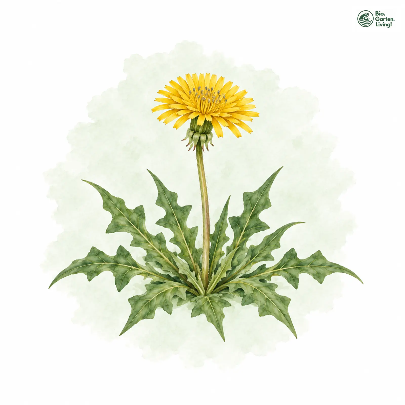 Aquarellzeichnung: Podlech-Löwenzahn (Taraxacum podlechianum)