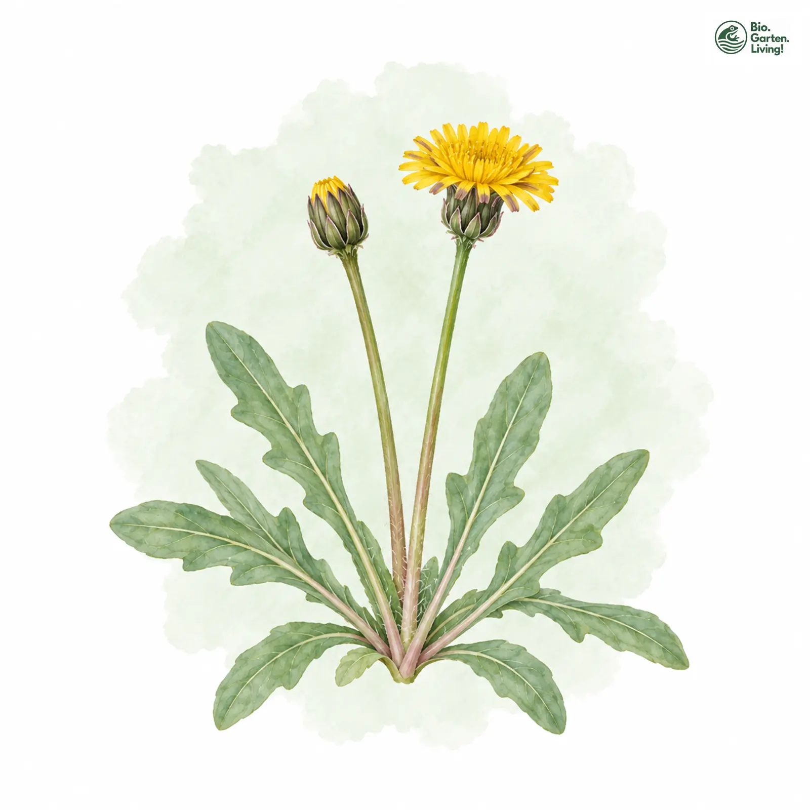 Aquarellzeichnung: Pollich-Löwenzahn (Taraxacum pollichii)