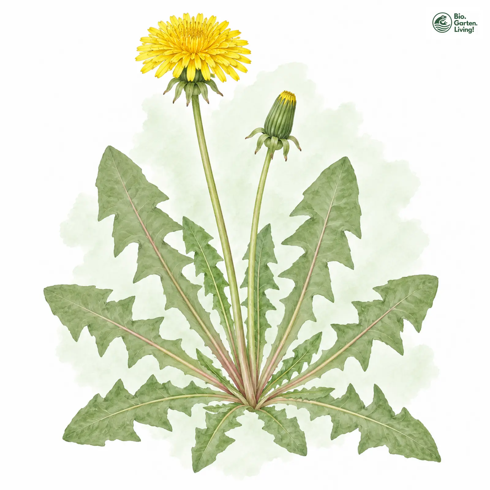 Aquarellzeichnung: Eigentümlicher Löwenzahn (Taraxacum privum)