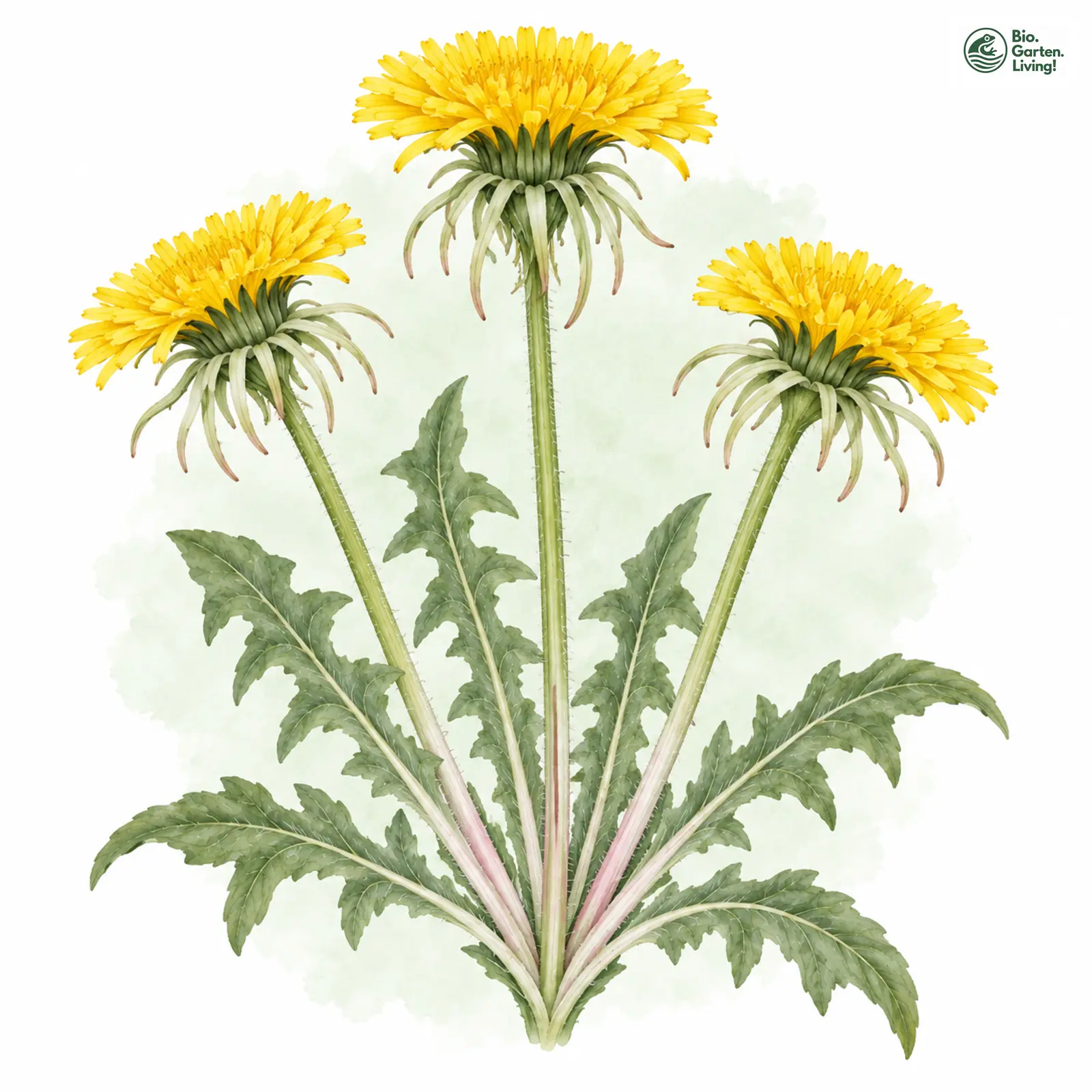 Aquarellzeichnung: Sichellappiger Löwenzahn (Taraxacum procerisquameum)