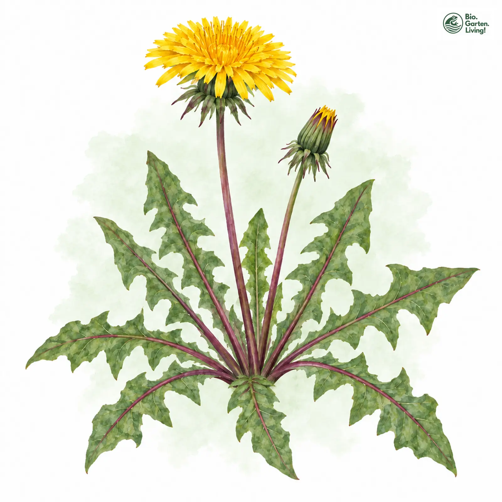 Aquarellzeichnung: Purpur-Löwenzahn (Taraxacum purpureum)