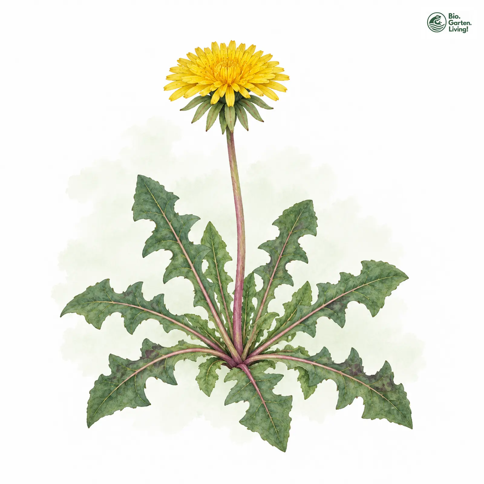 Aquarellzeichnung: Ergänzender Löwenzahn (Taraxacum quadrans)