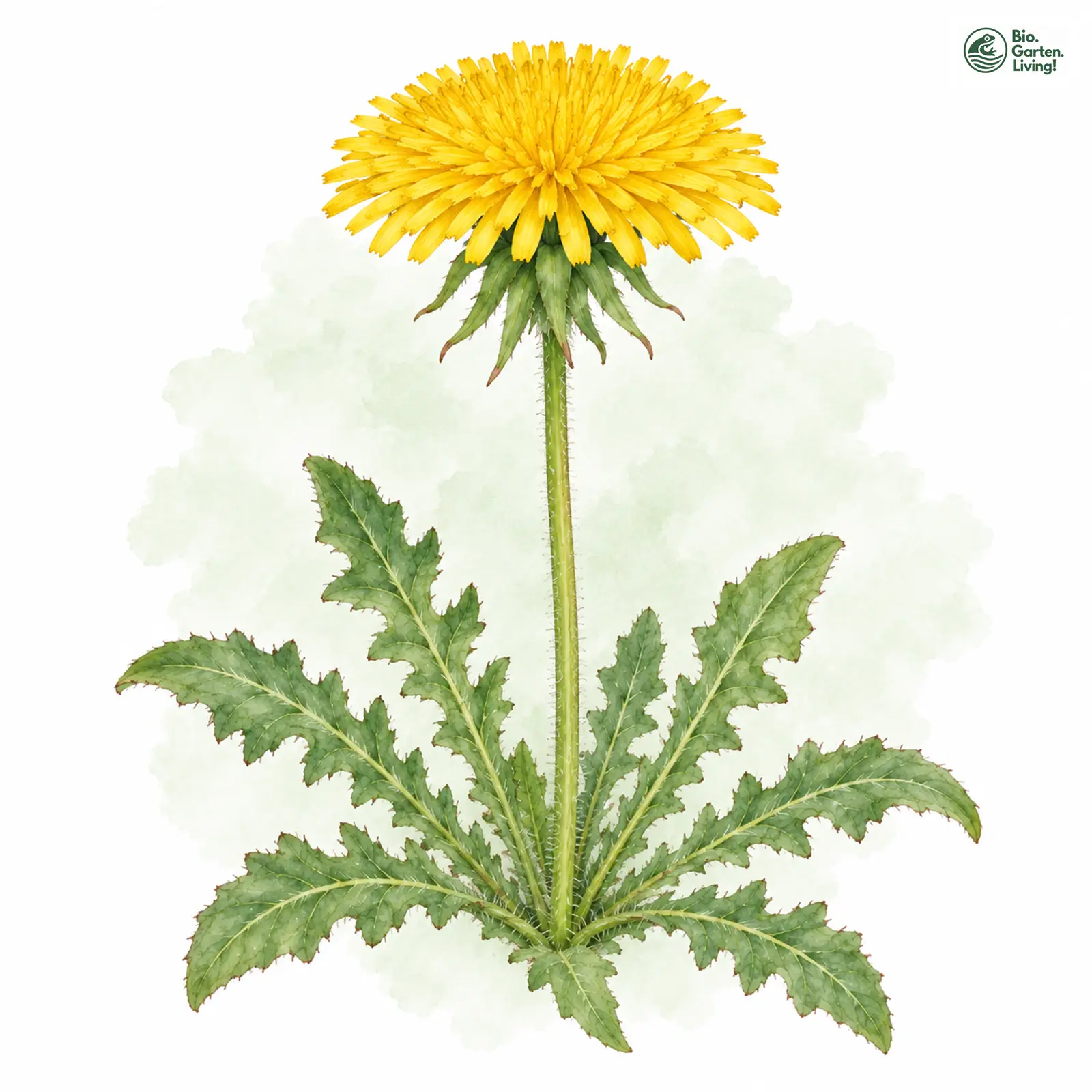 Aquarellzeichnung: Zurückgekrümmter Löwenzahn (Taraxacum recurvum)