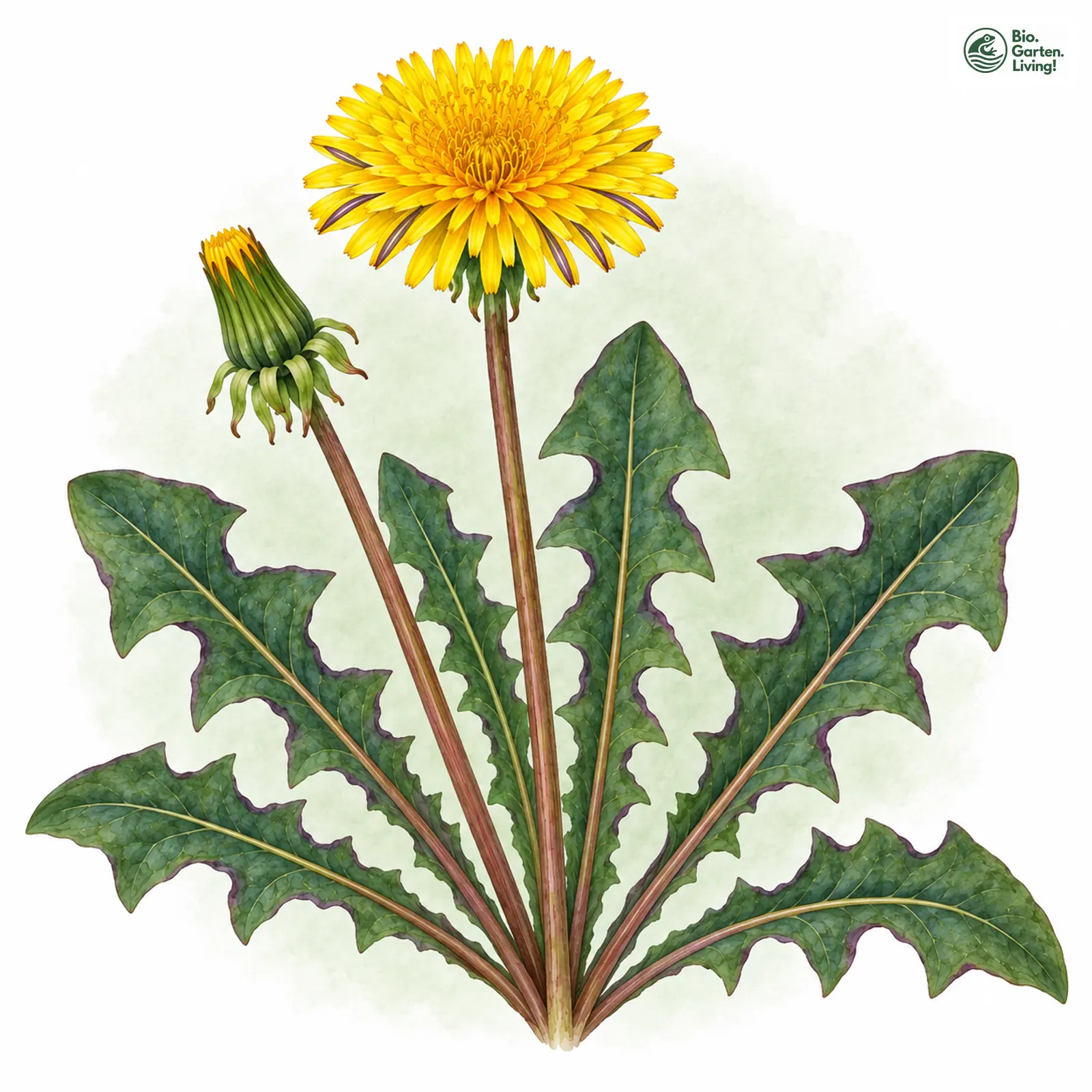 Aquarellzeichnung: Strenger Löwenzahn (Taraxacum severum)
