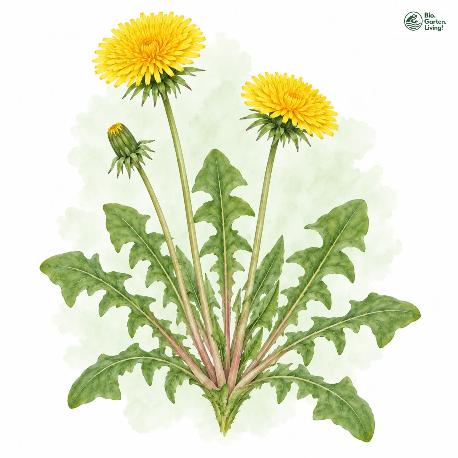 Aquarellzeichnung: Buchtiger Löwenzahn (Taraxacum sinuatum)