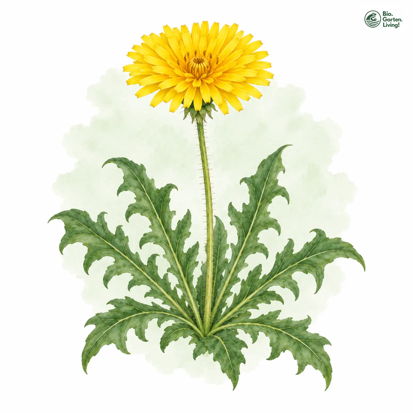 Aquarellzeichnung: Spiegelnder Löwenzahn (Taraxacum spiculatum)