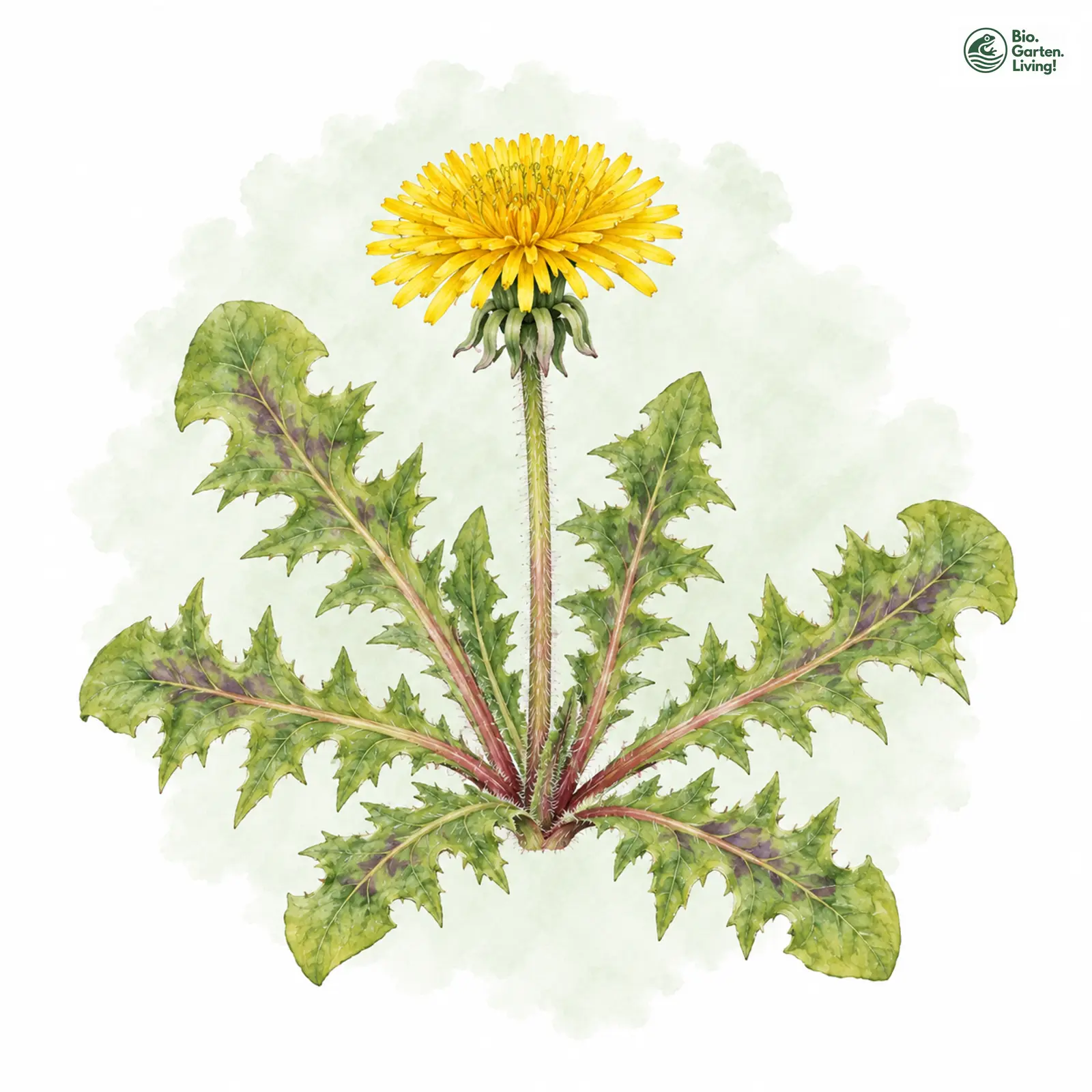 Aquarellzeichnung: Pechfleckiger Löwenzahn (Taraxacum subarmatum)