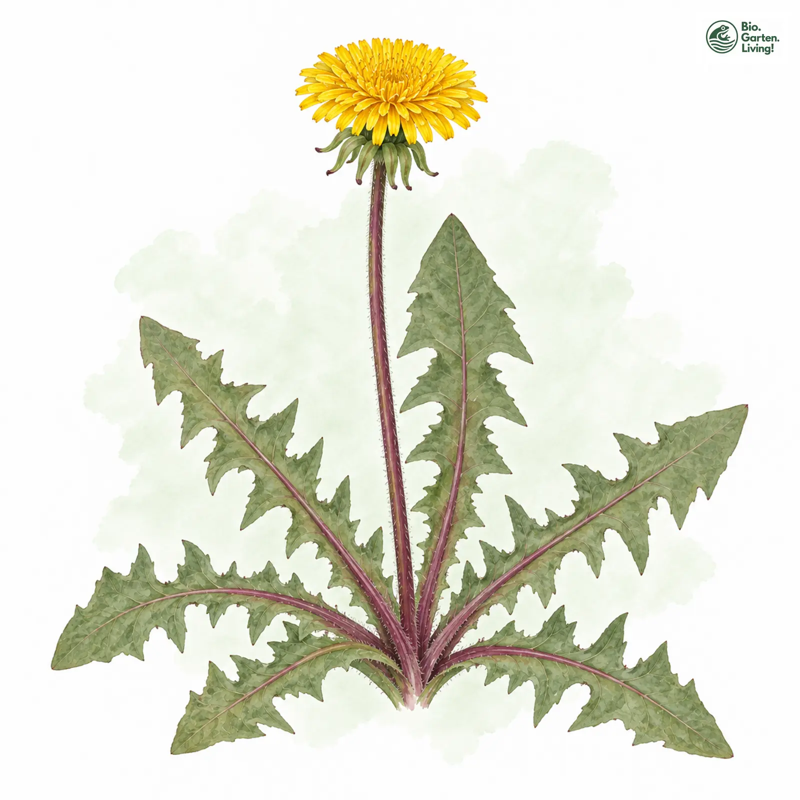 Aquarellzeichnung: Dichtblütiger Löwenzahn (Taraxacum subdahlstedtii)