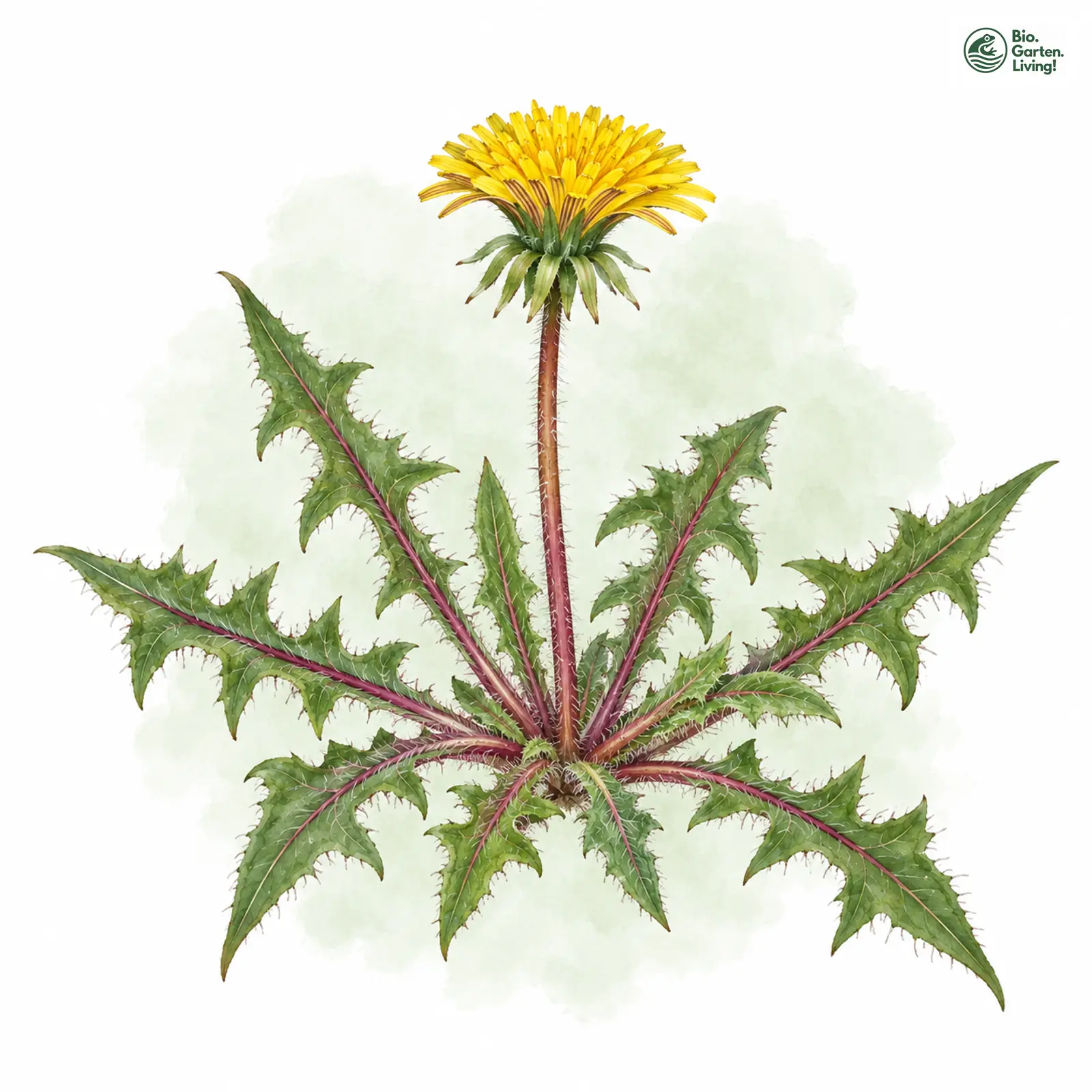 Aquarellzeichnung: Rauklauen-Löwenzahn (Taraxacum subericinum)