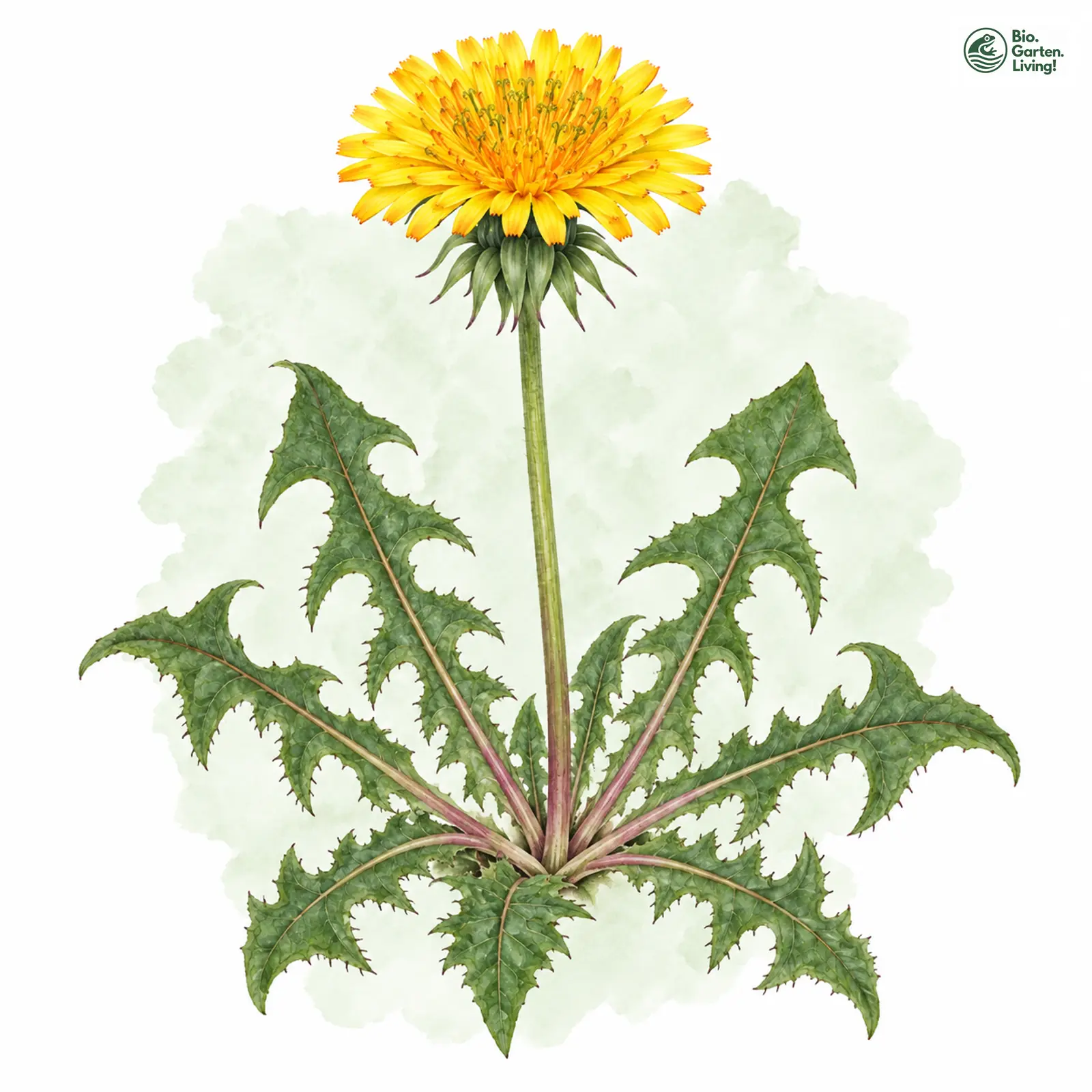 Aquarellzeichnung: Starkbereifter Haken-Löwenzahn (Taraxacum subhamatum)