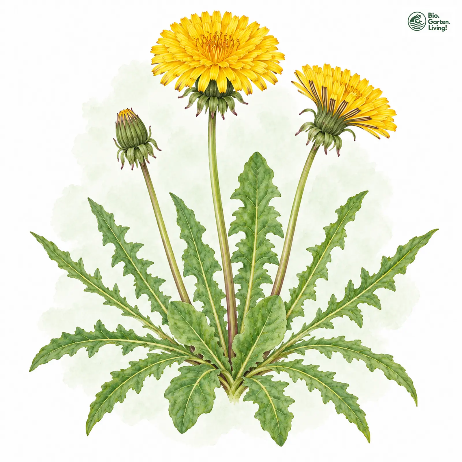 Aquarellzeichnung: Feingewellter Löwenzahn (Taraxacum subundulatum)