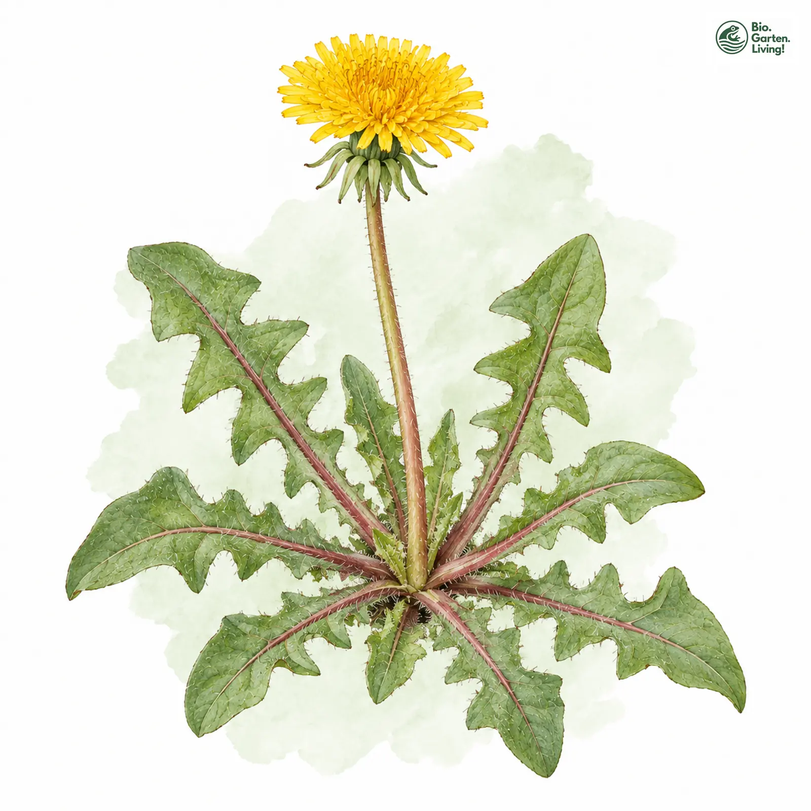 Aquarellzeichnung: Dreieckiger Löwenzahn (Taraxacum subxanthostigma)