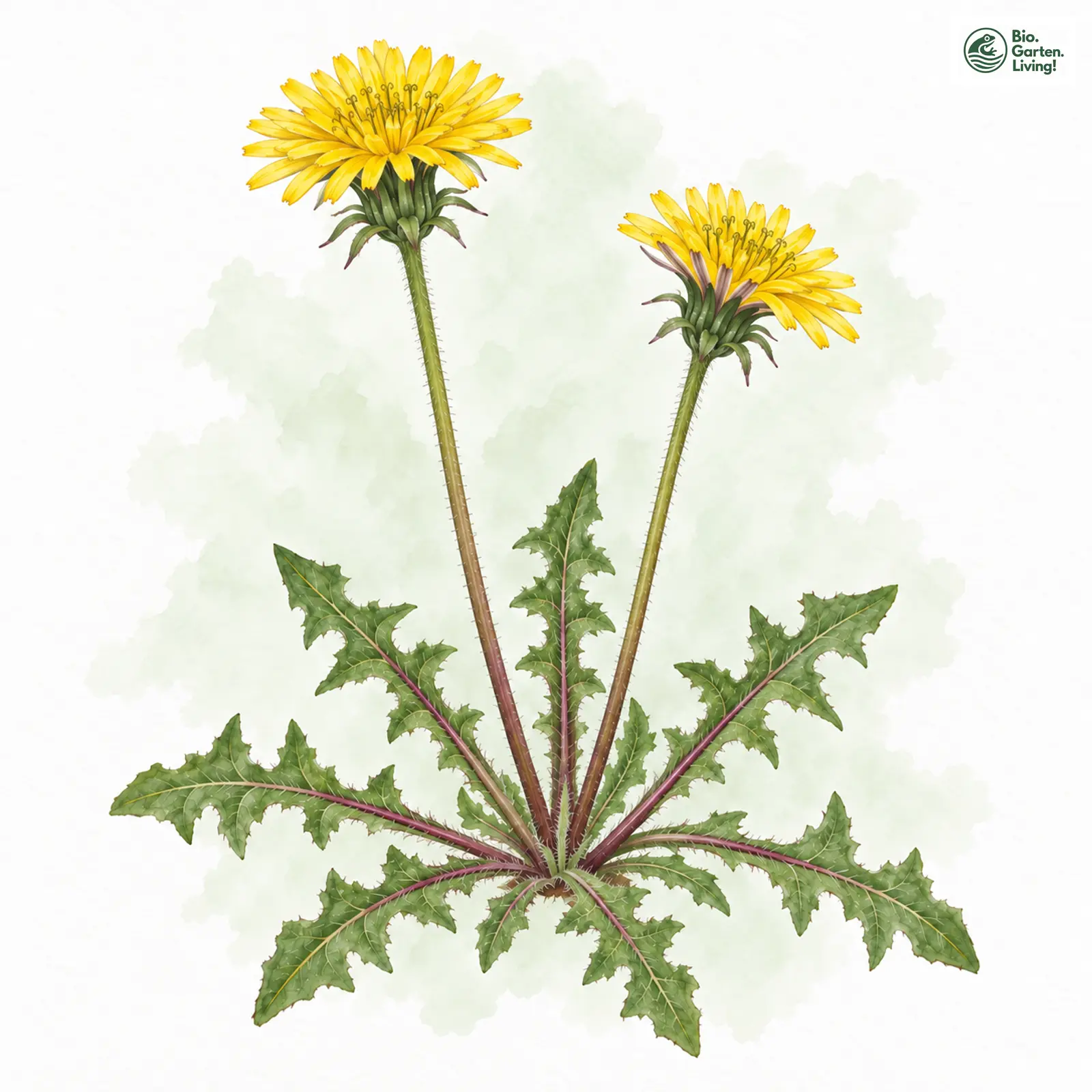 Aquarellzeichnung: Gebänderter Löwenzahn (Taraxacum taeniatum)