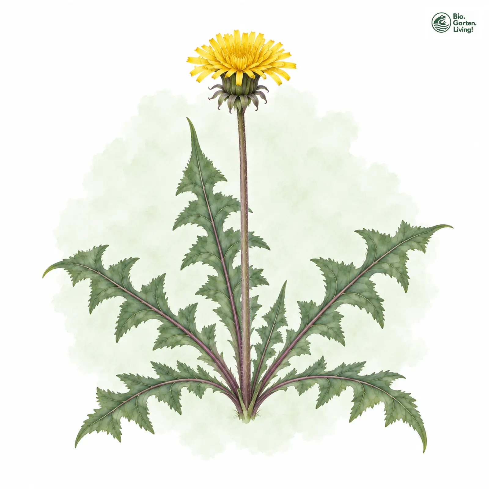 Aquarellzeichnung: Spitzlappiger Löwenzahn (Taraxacum tanyolobum)