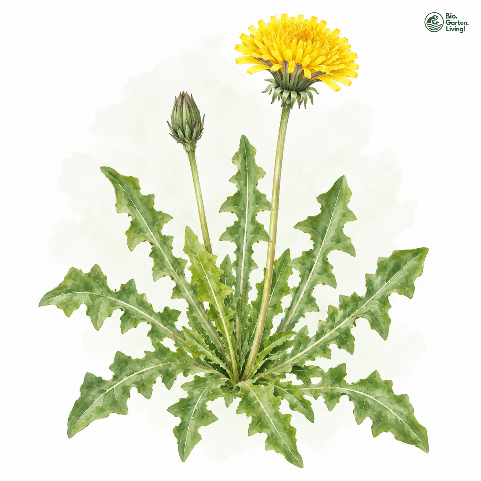 Aquarellzeichnung: Dunkelnder Löwenzahn (Taraxacum tenebricans)
