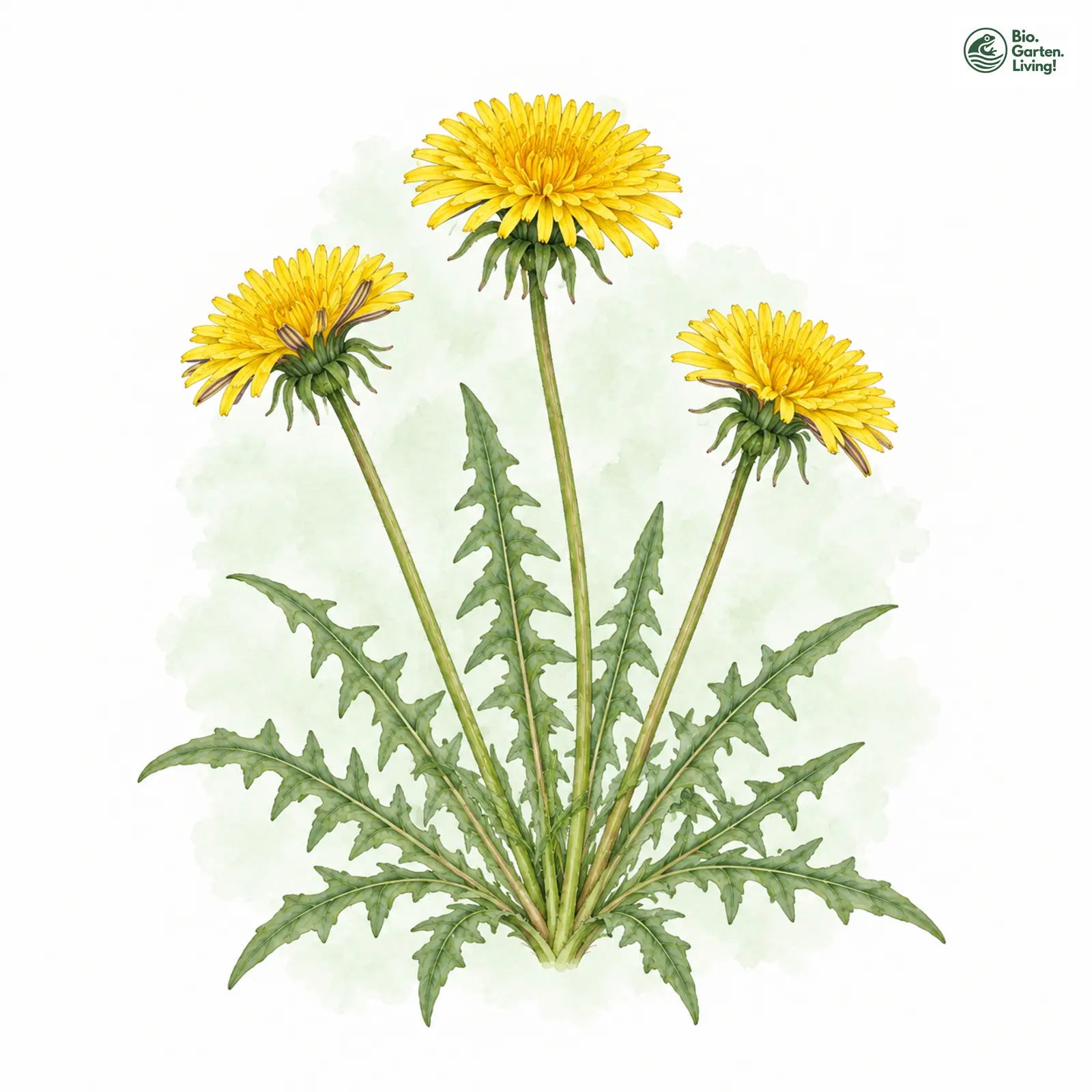 Aquarellzeichnung: Feinlapiger Löwenzahn (Taraxacum tenuilobum)