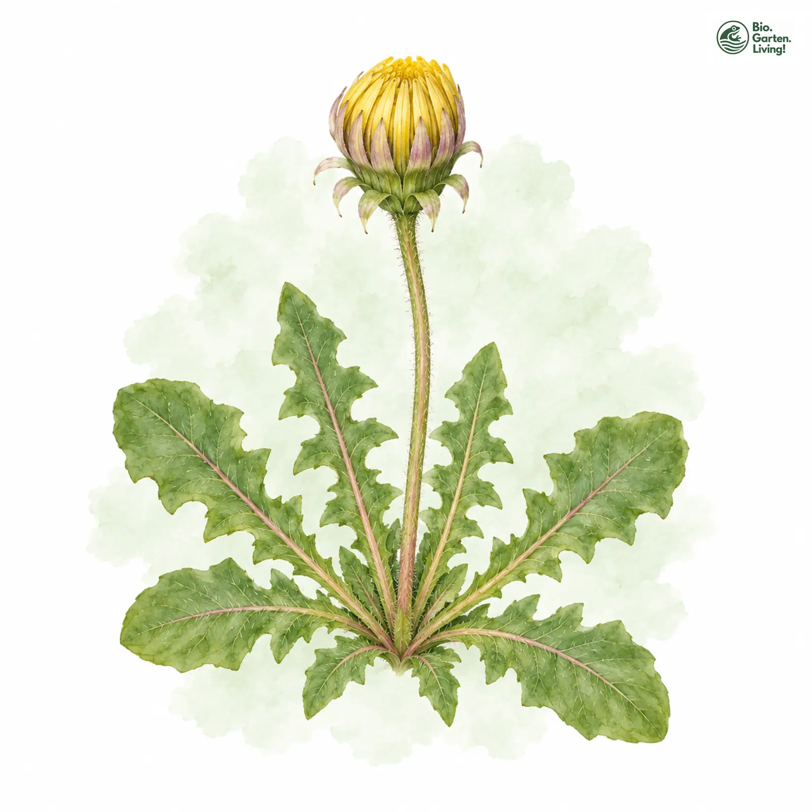 Aquarellzeichnung: Tiroler Löwenzahn (Taraxacum tiroliense)