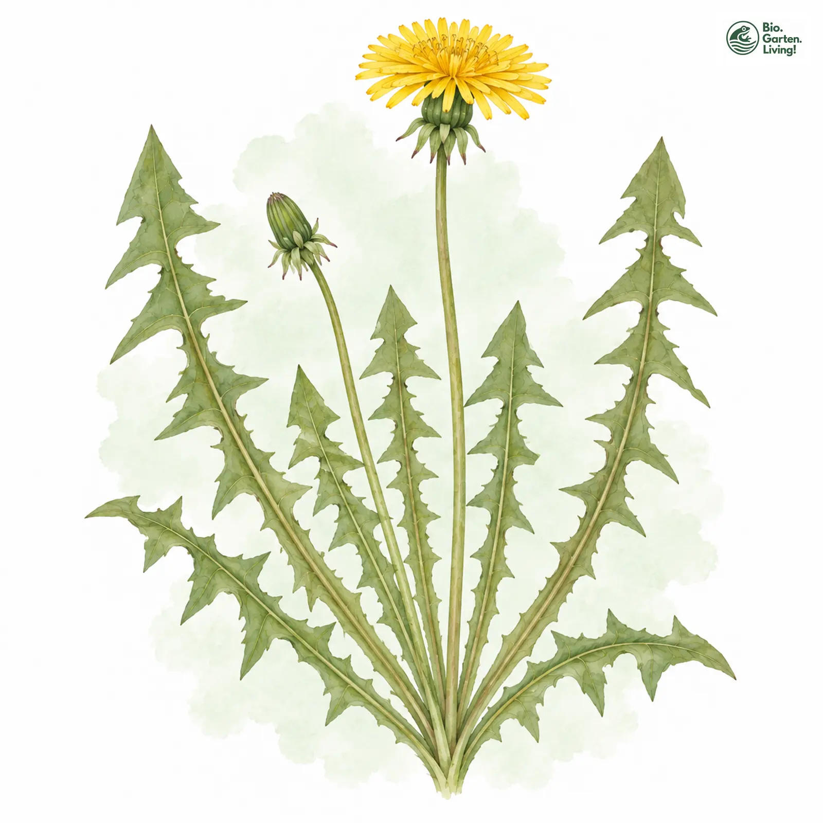Aquarellzeichnung: Dreikantiger Löwenzahn (Taraxacum trigonum)