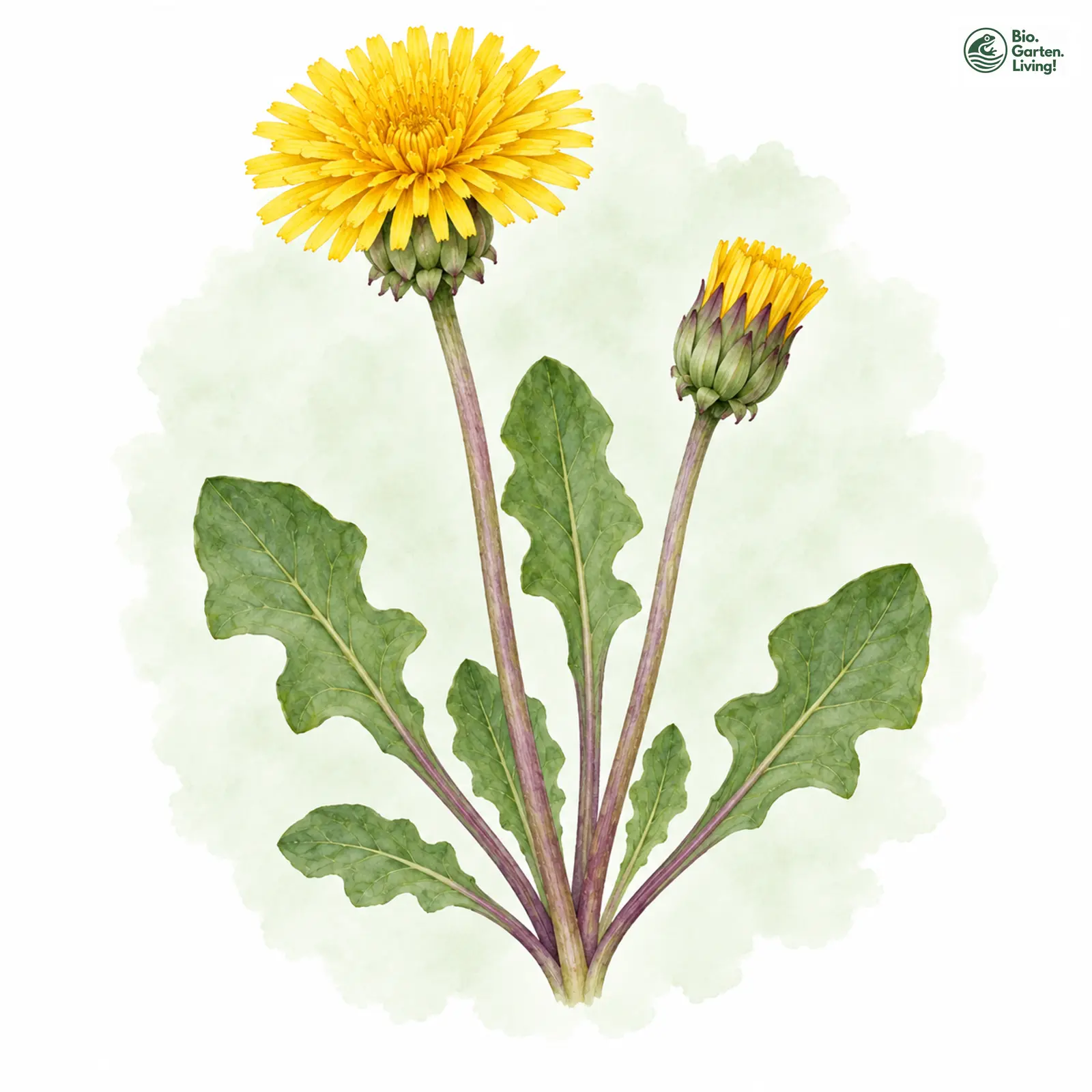 Aquarellzeichnung: Stufenblättriger Löwenzahn (Taraxacum trilobifolium)