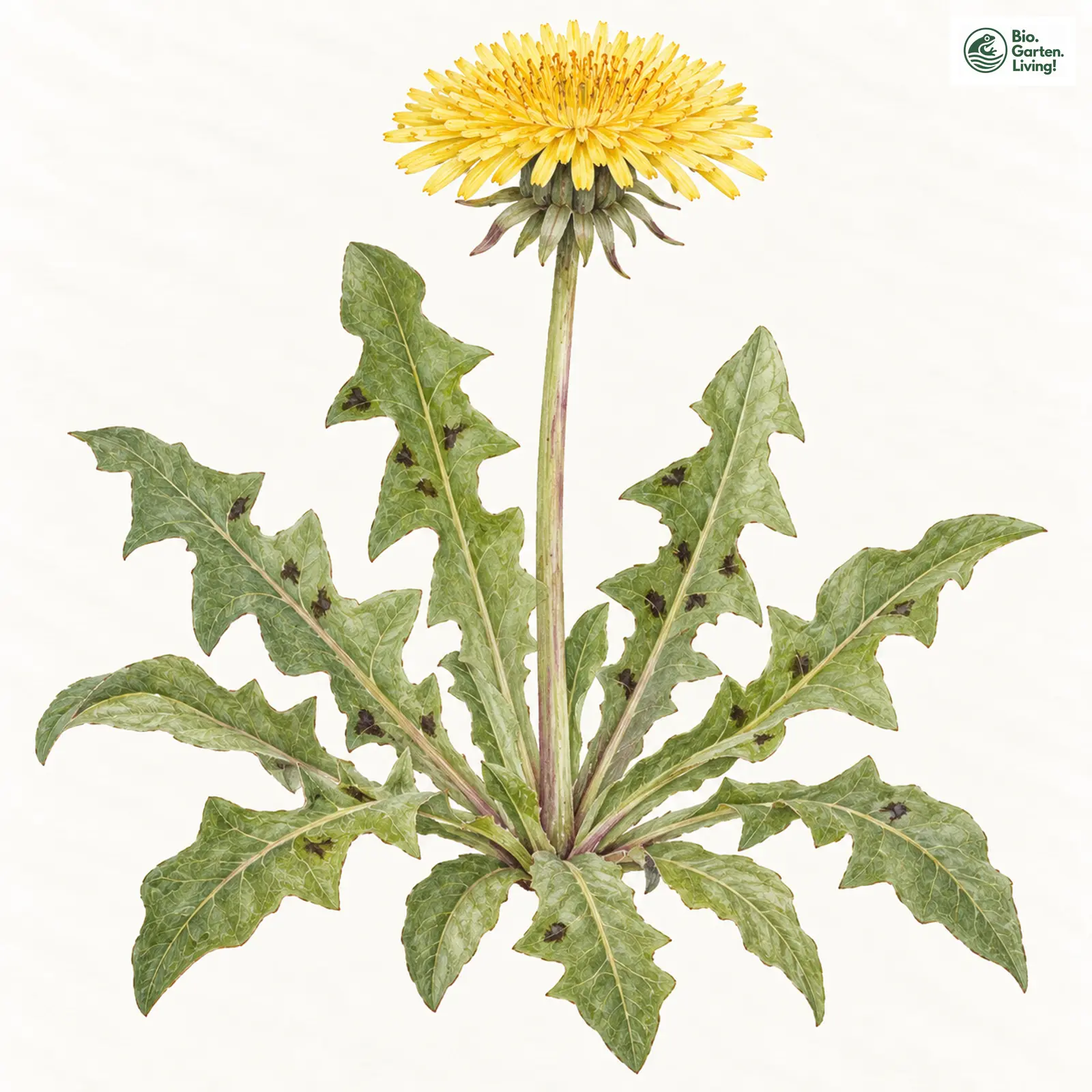 Aquarellzeichnung: Dicklappiger Löwenzahn (Taraxacum tumentilobum)