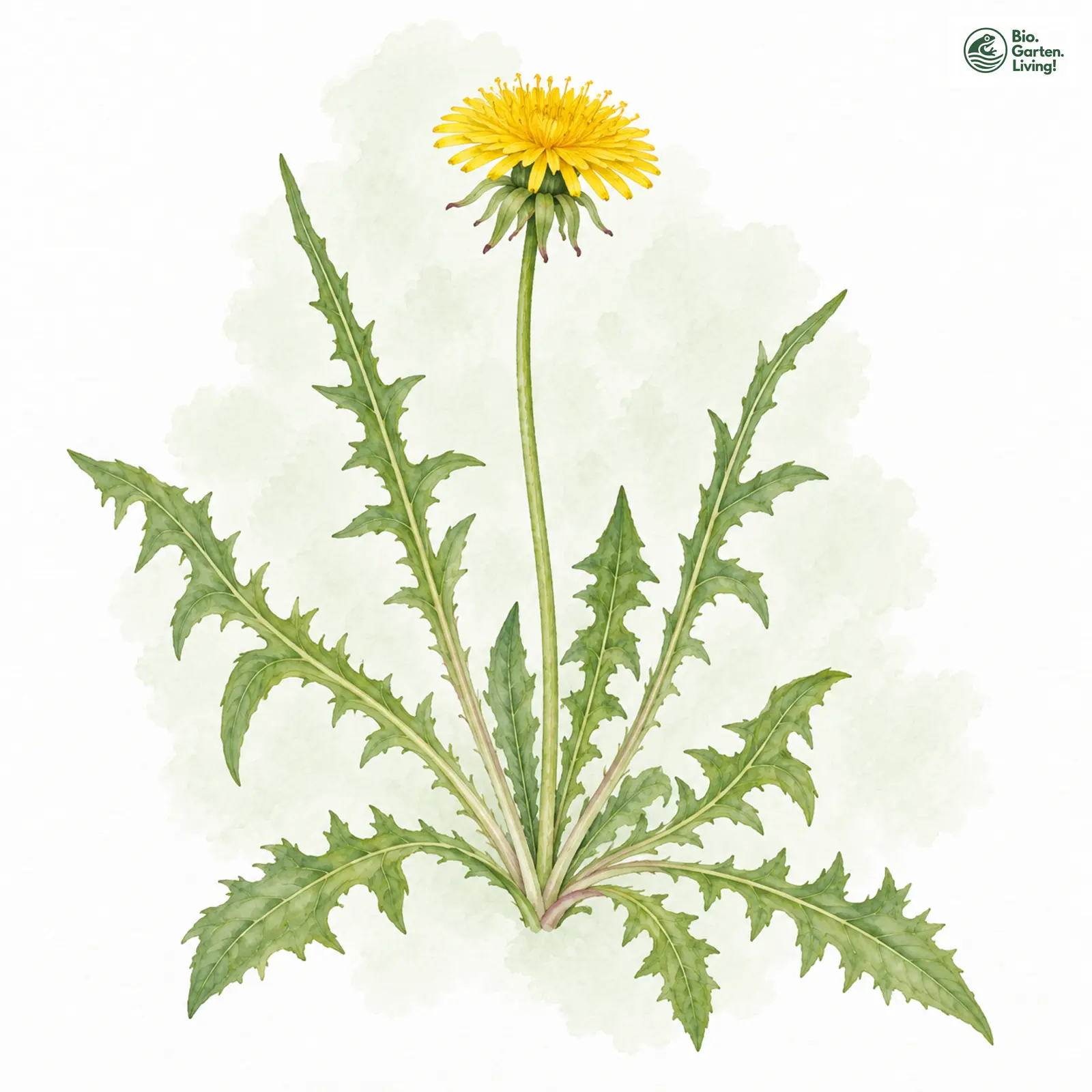 Aquarellzeichnung: Gewelltblütiger Löwenzahn (Taraxacum undulatiflorum)