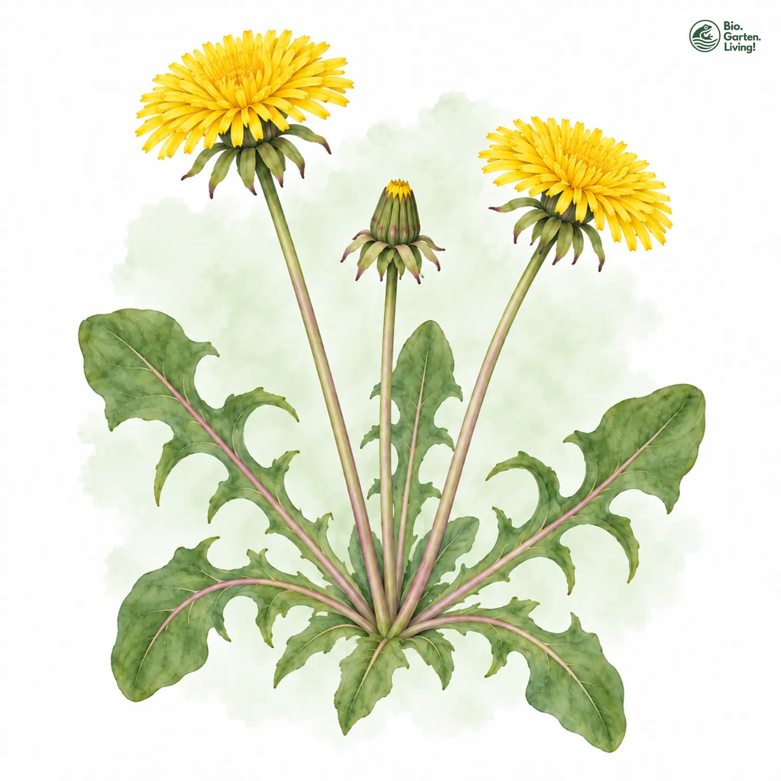 Aquarellzeichnung: Klauenblättriger Löwenzahn (Taraxacum unguifrons)