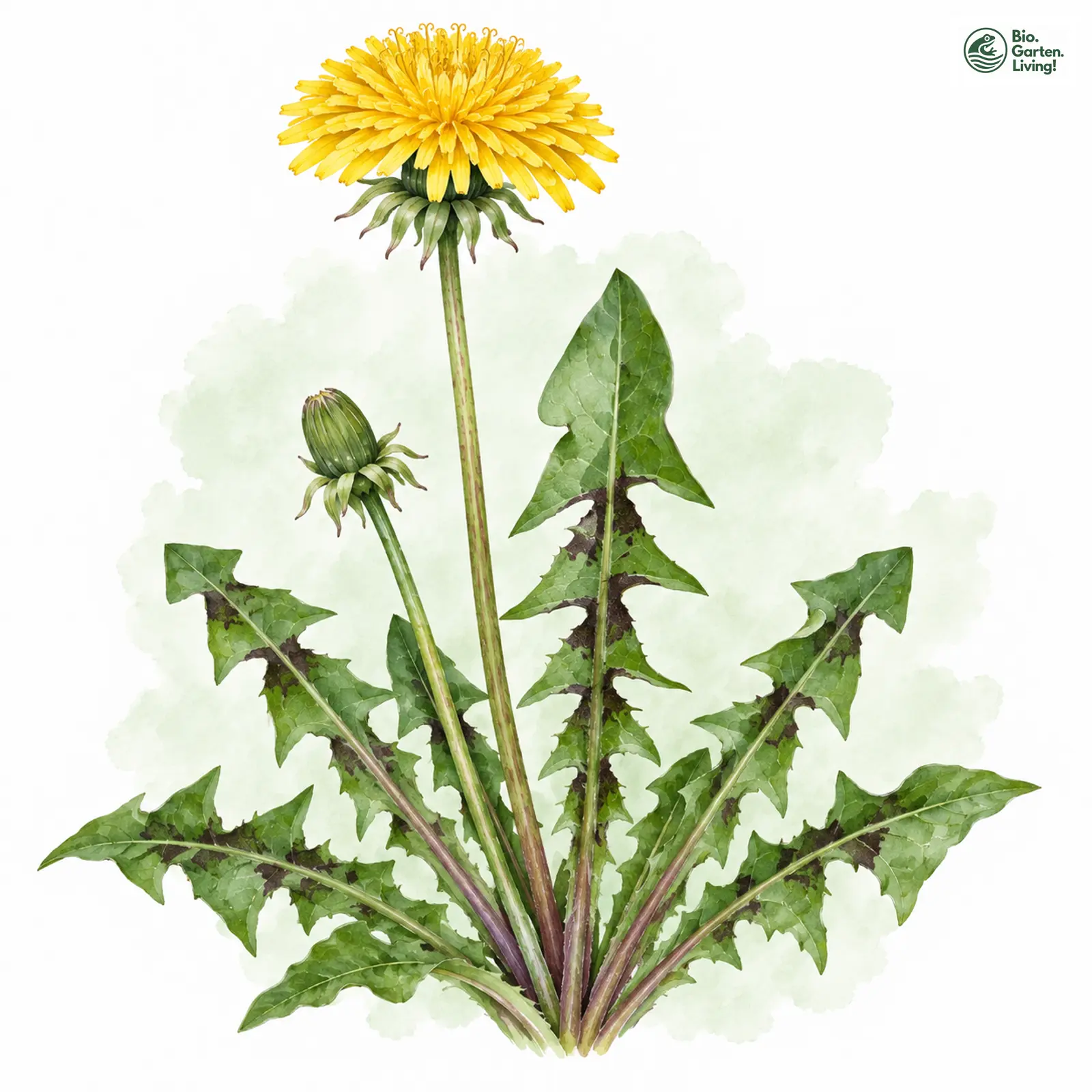 Aquarellzeichnung: Gelbgriffliger Löwenzahn (Taraxacum xanthostigma)