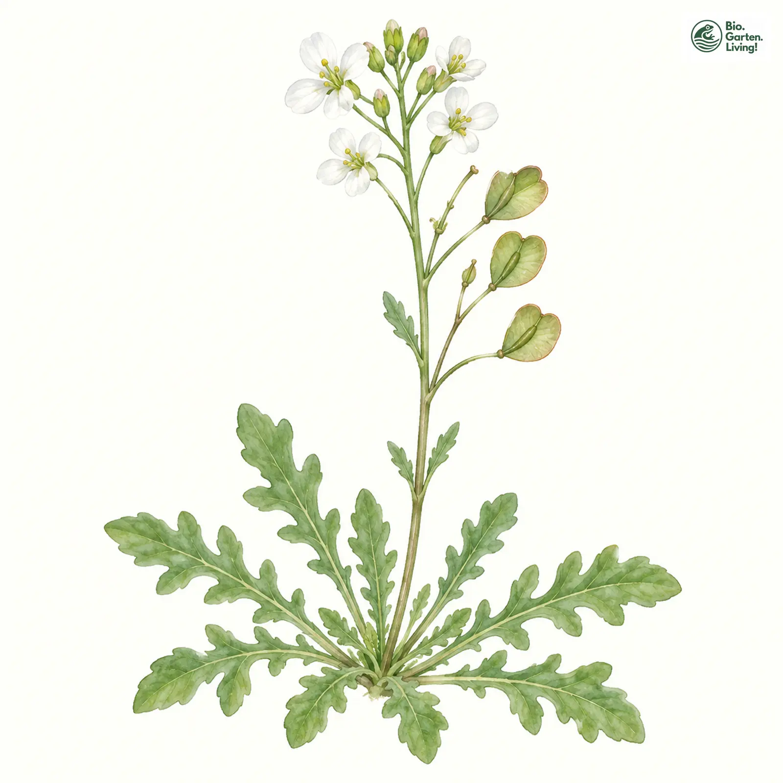 Aquarellzeichnung: Bauernsenf (Teesdalia nudicaulis)