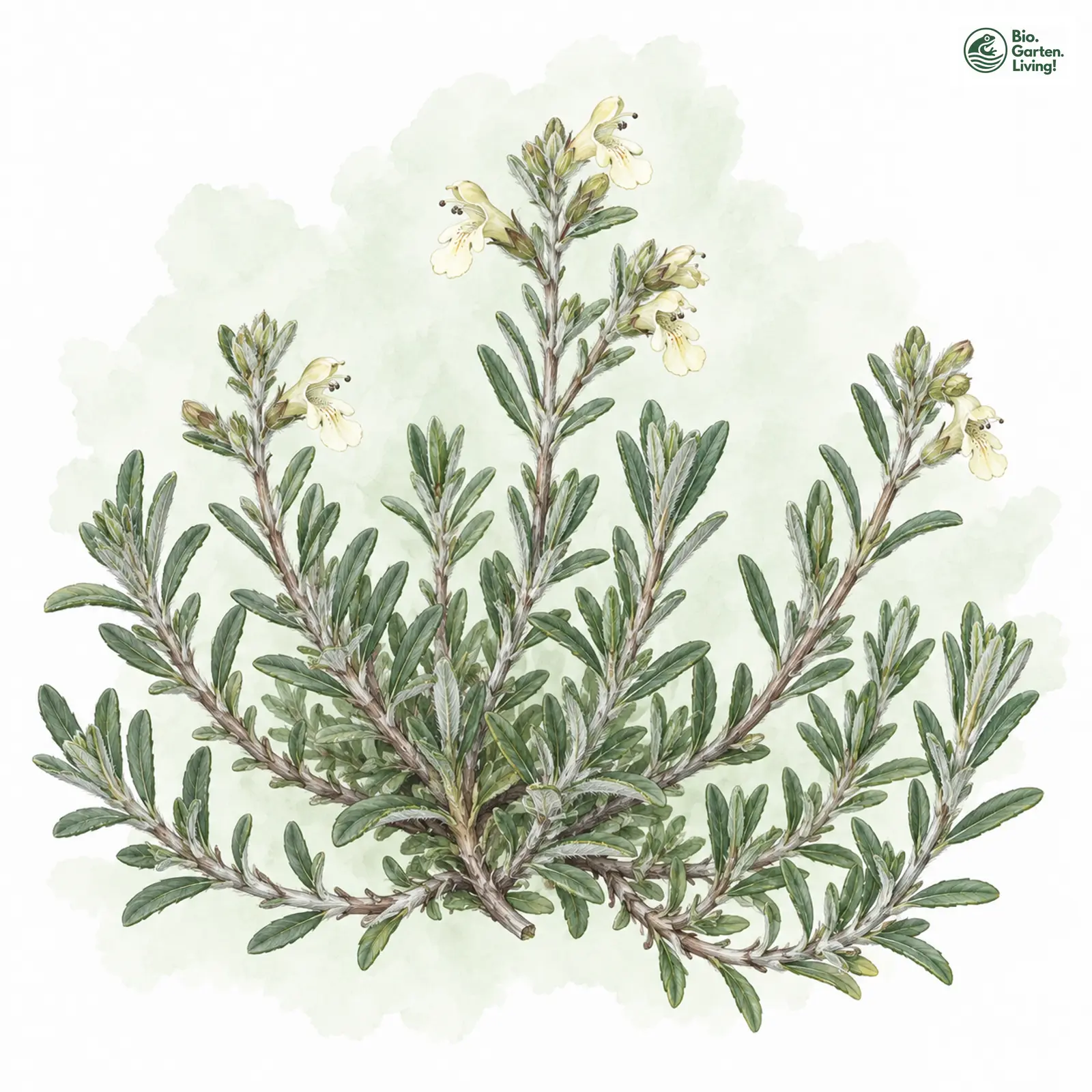Aquarellzeichnung: Berg-Gamander (Teucrium montanum)