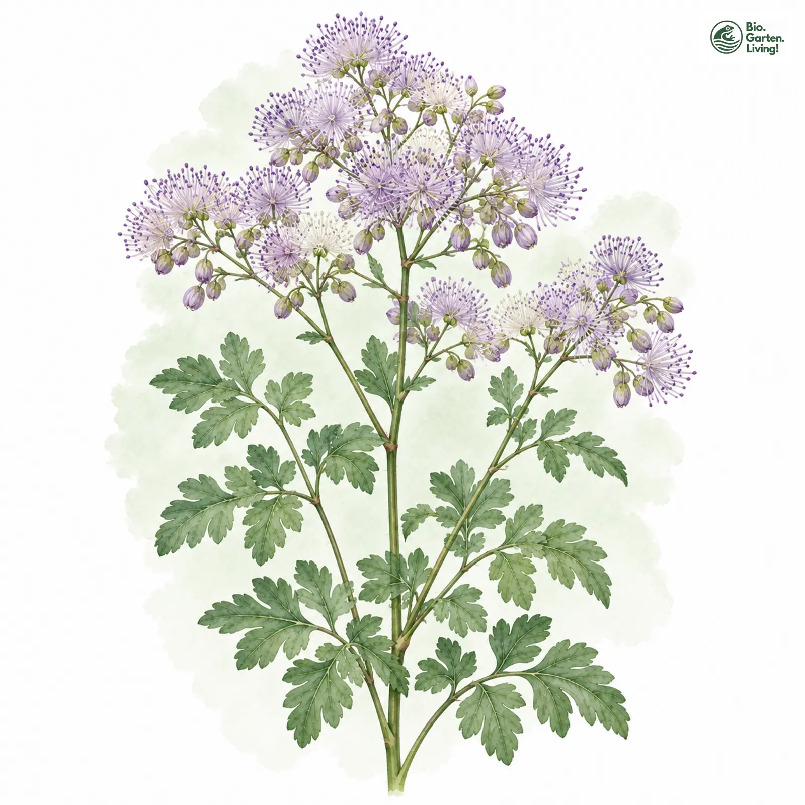 Aquarellzeichnung: Akelei-Wiesenraute (Thalictrum aquilegiifolium)