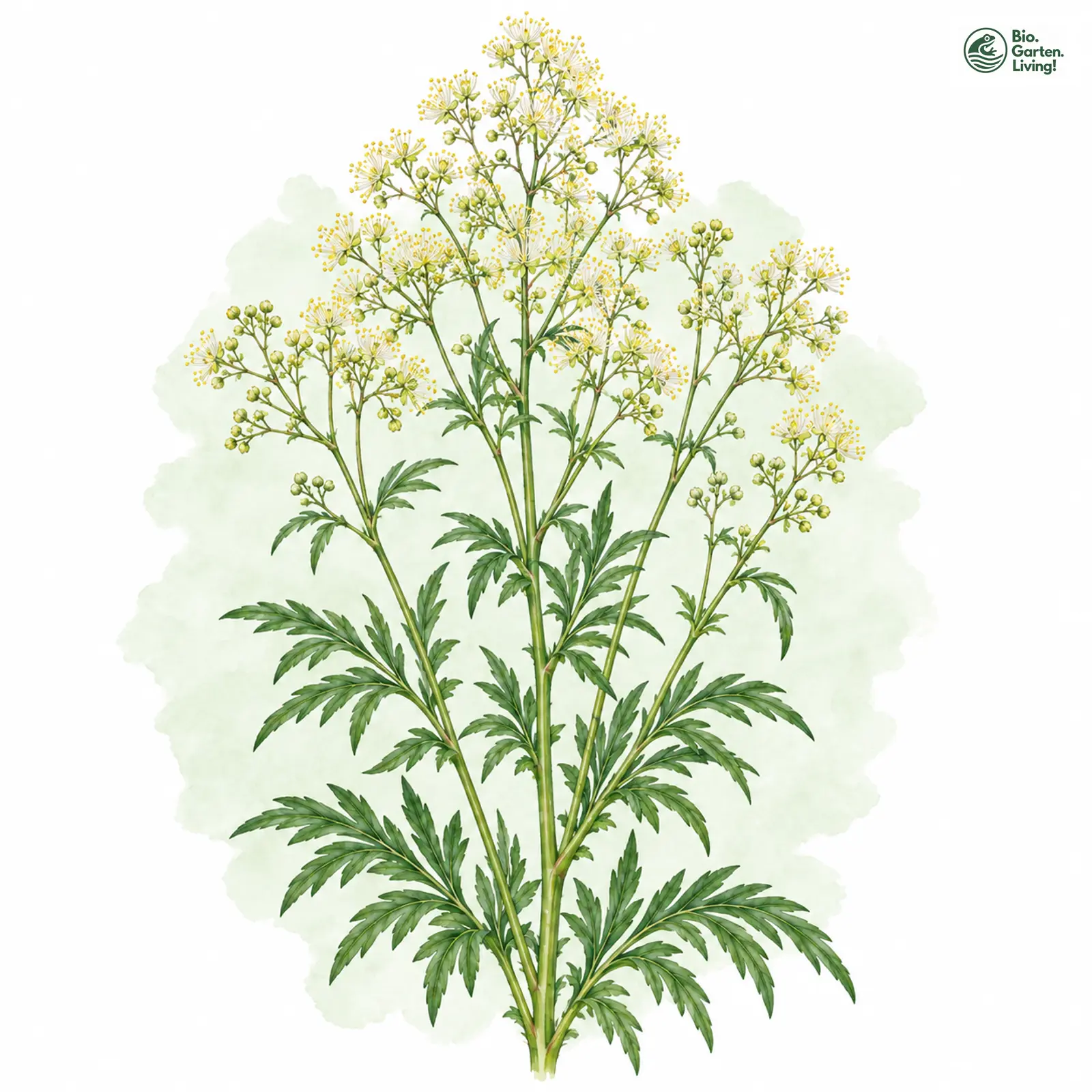 Aquarellzeichnung: Glanz-Wiesenraute (Thalictrum lucidum)