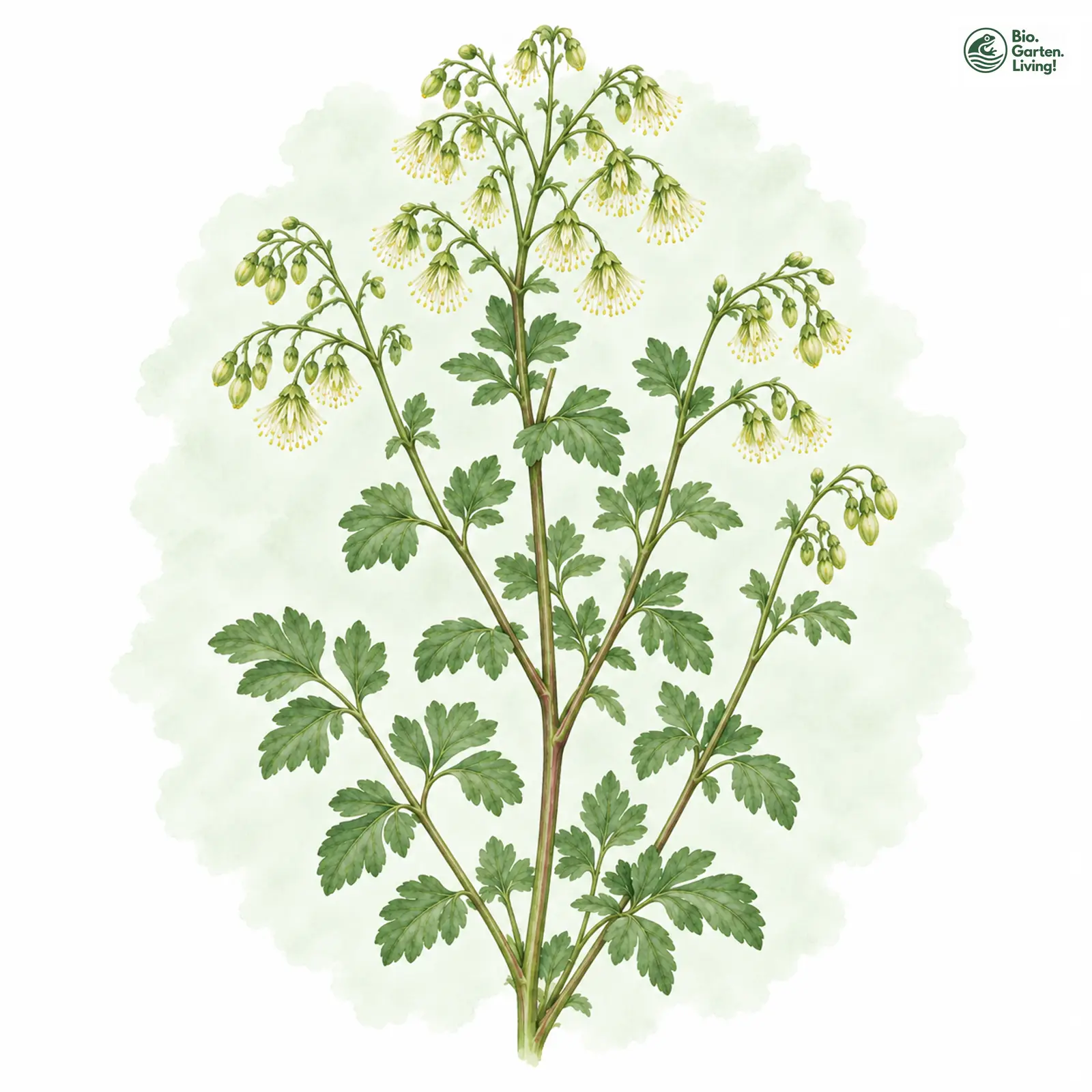 Aquarellzeichnung: Kleine Wiesenraute (Thalictrum minus)