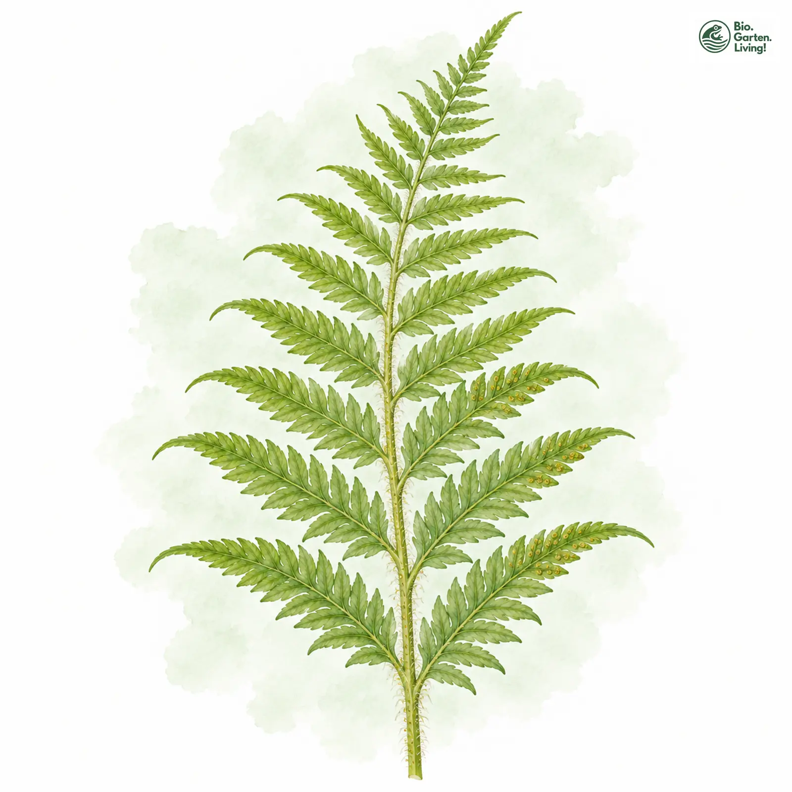 Aquarellzeichnung: Berg-Lappenfarn (Thelypteris limbosperma)