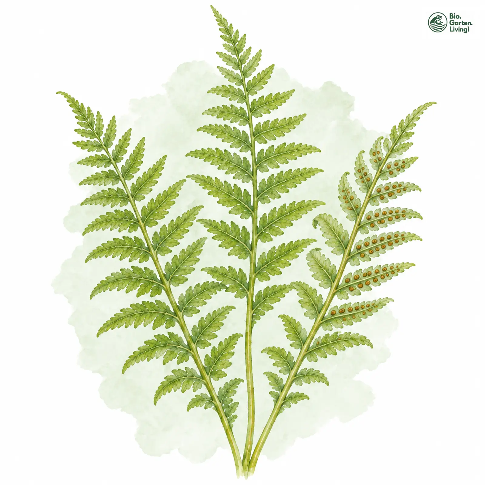 Aquarellzeichnung: Sumpf-Lappenfarn (Thelypteris palustris)