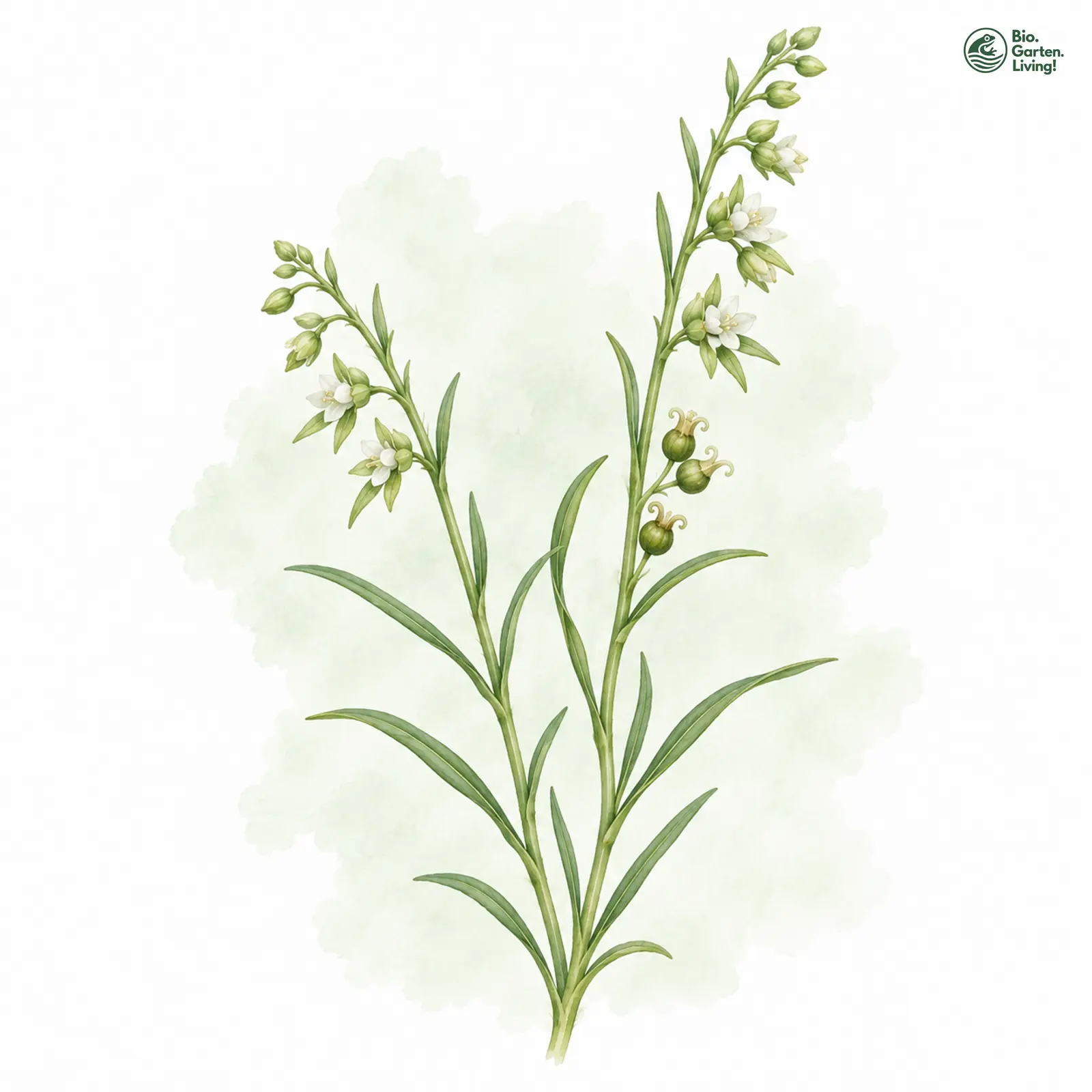 Aquarellzeichnung: Alpen-Vermeinkraut (Thesium alpinum)