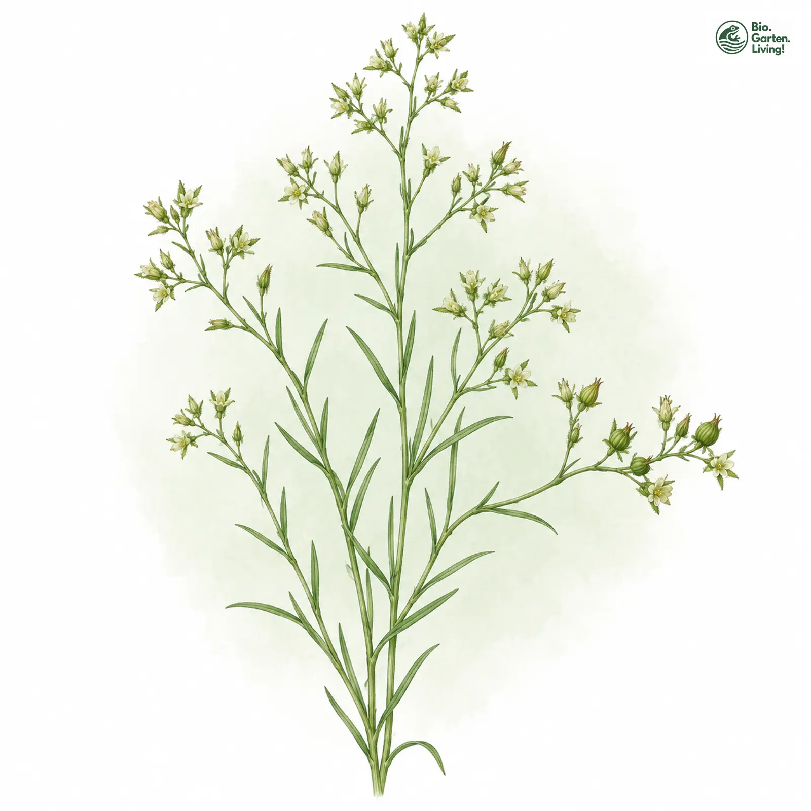 Aquarellzeichnung: Pyrenäen-Vermeinkraut (Thesium pyrenaicum)
