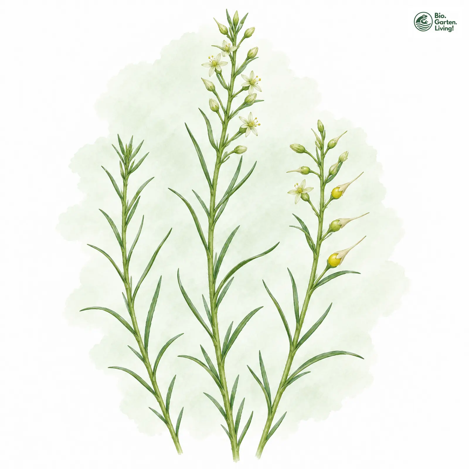 Aquarellzeichnung: Geschnäbeltes Vermeinkraut (Thesium rostratum)