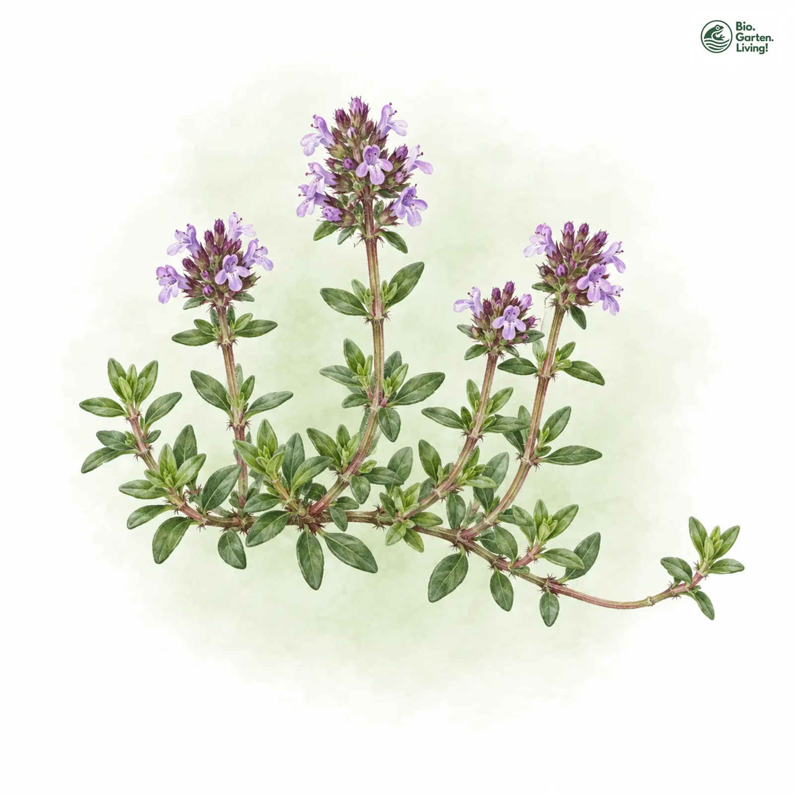 Aquarellzeichnung: Hochgebirgs-Thymian (Thymus alpestris)