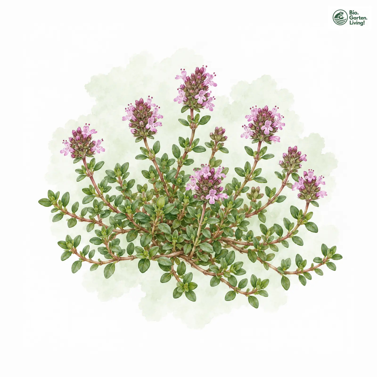Aquarellzeichnung: Frühblühender Thymian (Thymus praecox)