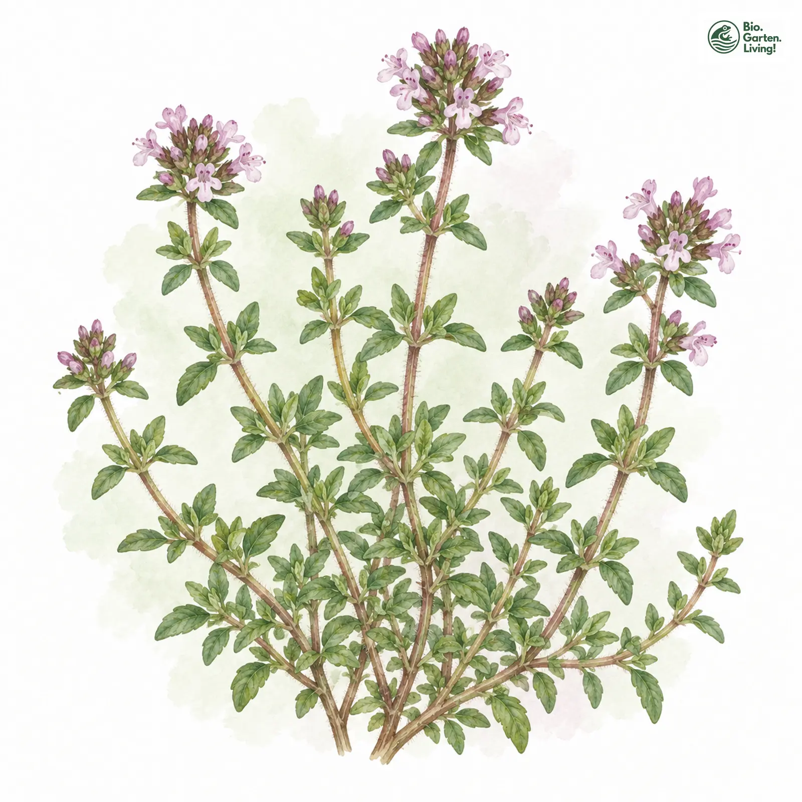 Aquarellzeichnung: Arznei-Thymian (Thymus pulegioides (im weiteren Sinne))