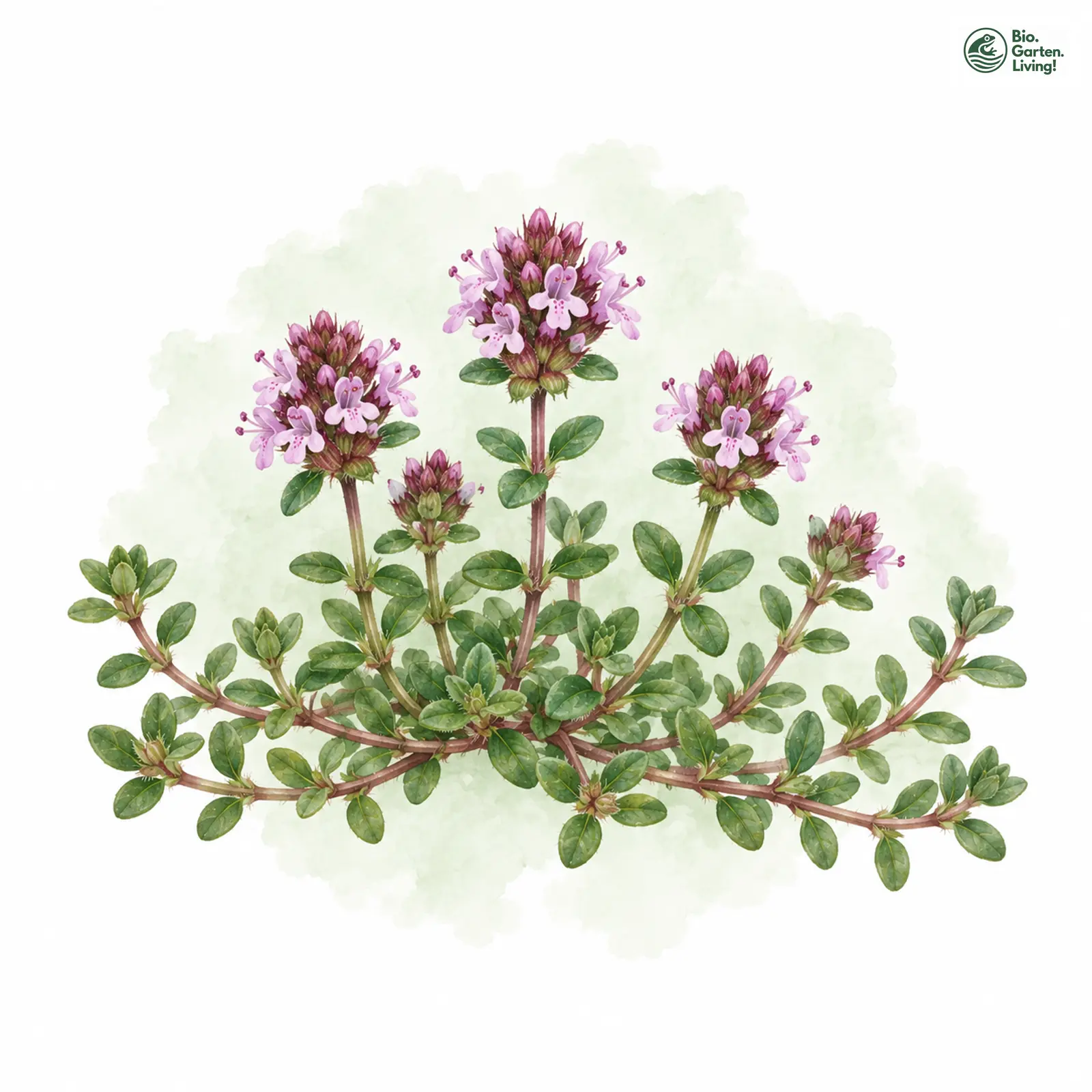 Aquarellzeichnung: Sand-Thymian (Thymus serpyllum)