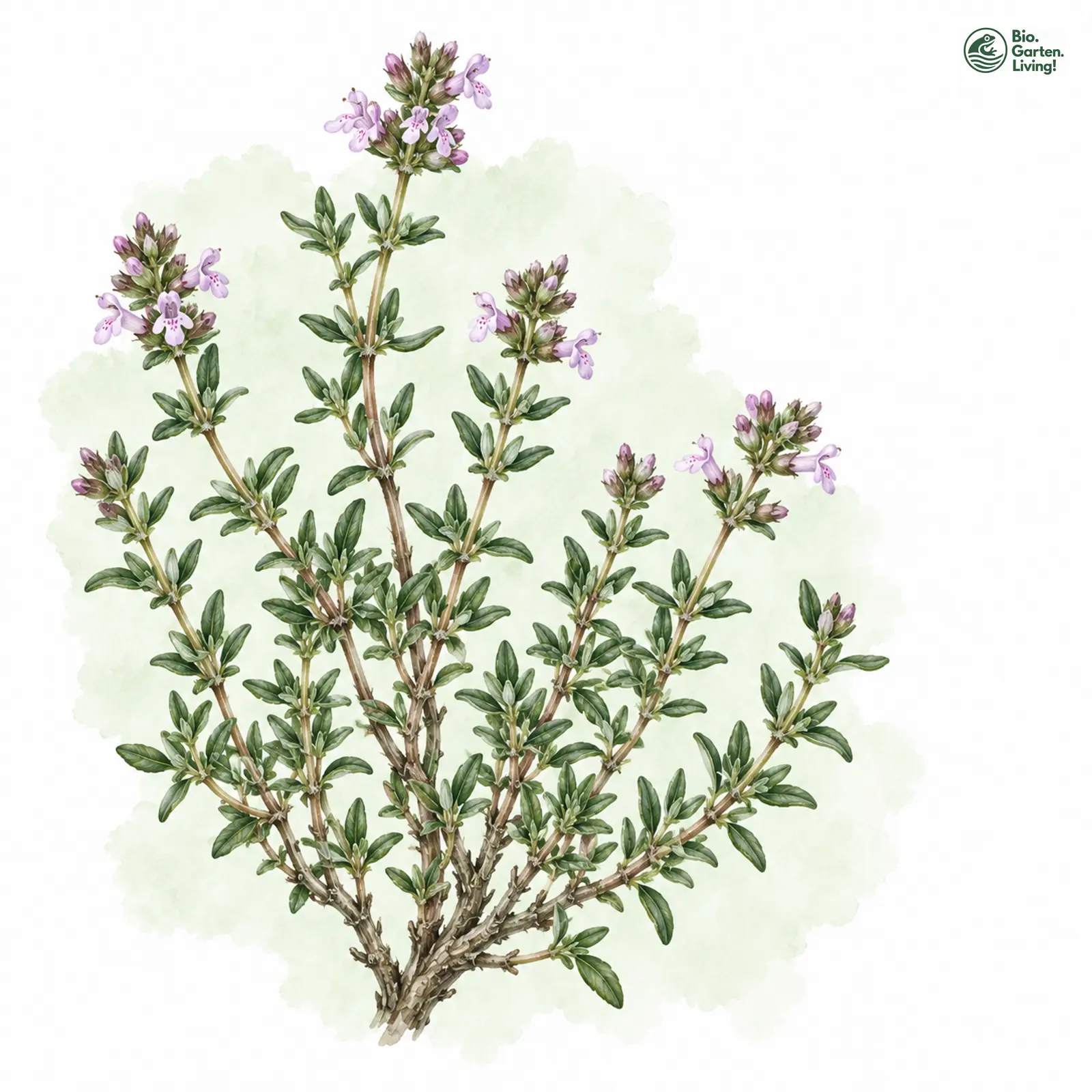 Aquarellzeichnung: Echter Thymian (Thymus vulgaris)