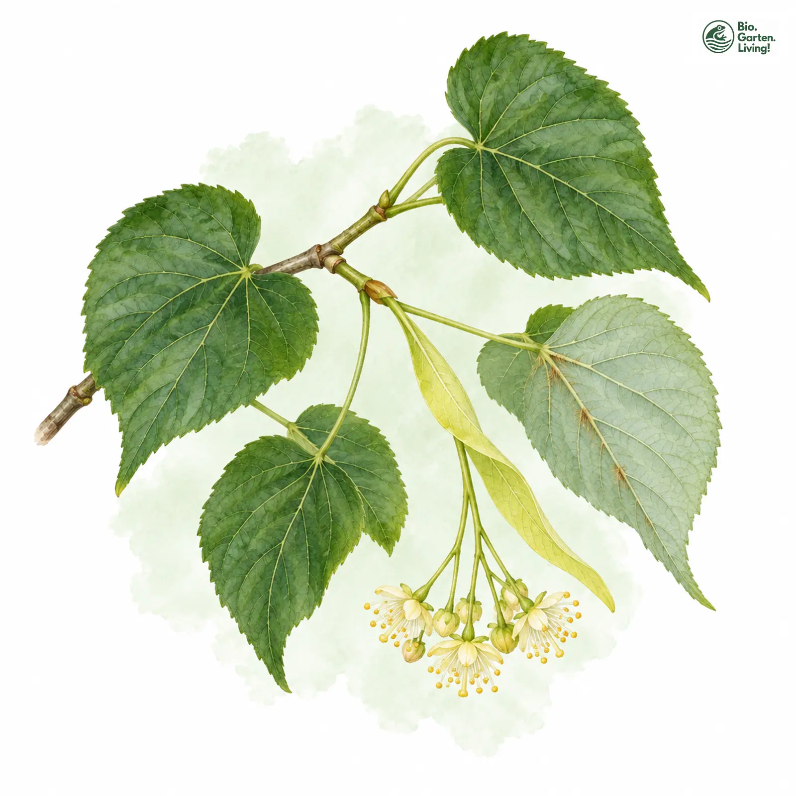 Aquarellzeichnung: Holländische Linde (Tilia europaea)