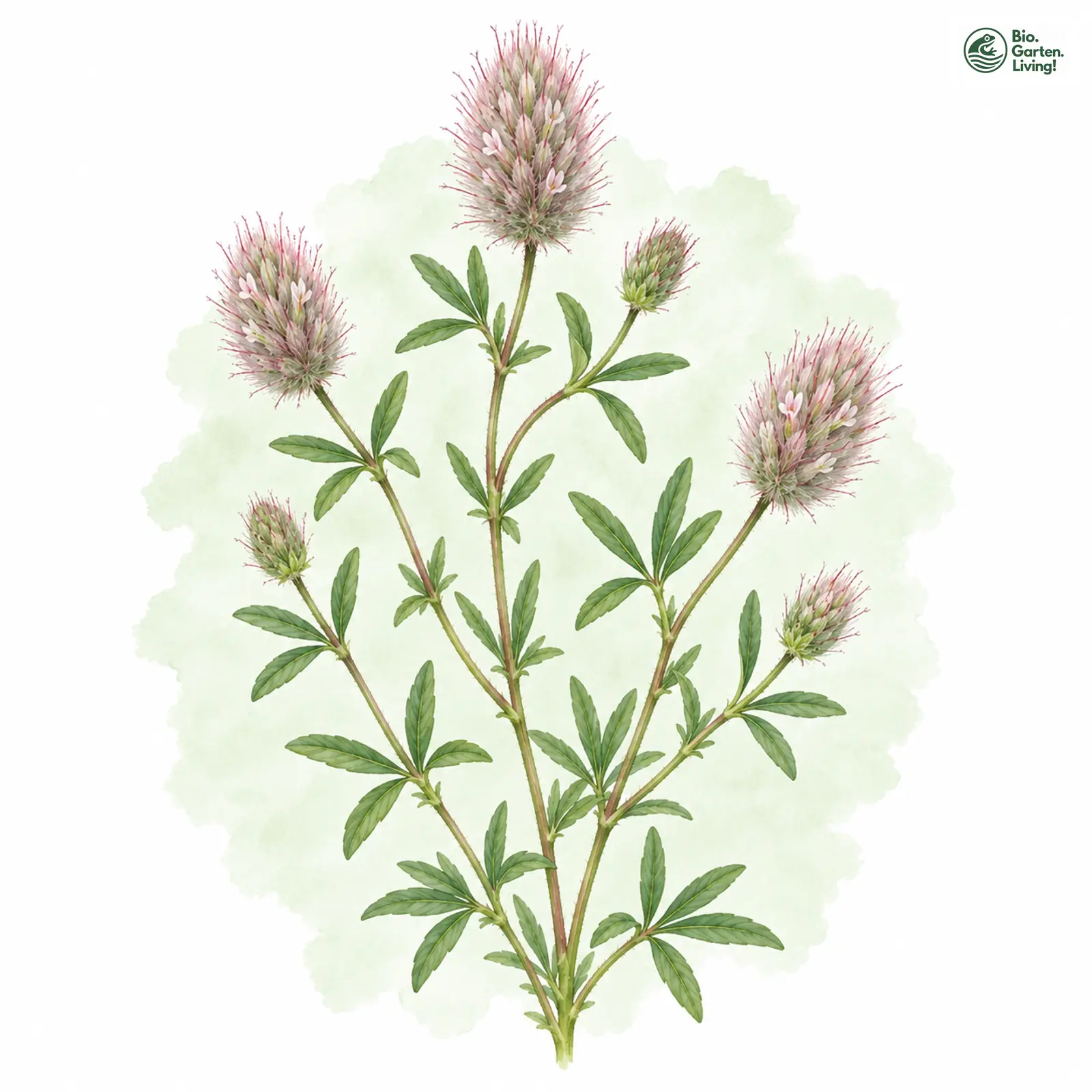 Aquarellzeichnung: Hasen-Klee (Trifolium arvense)