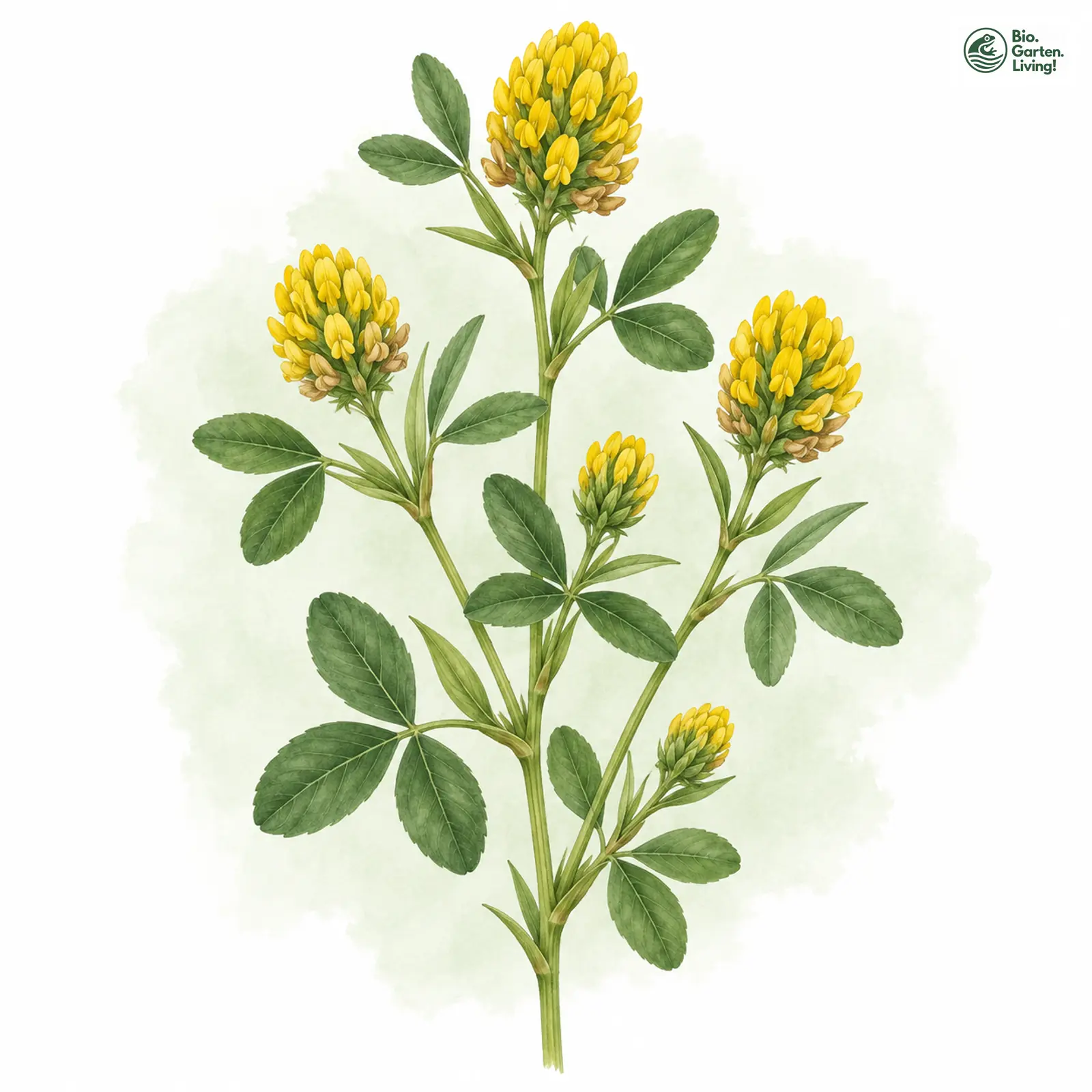 Aquarellzeichnung: Gold-Klee (Trifolium aureum)
